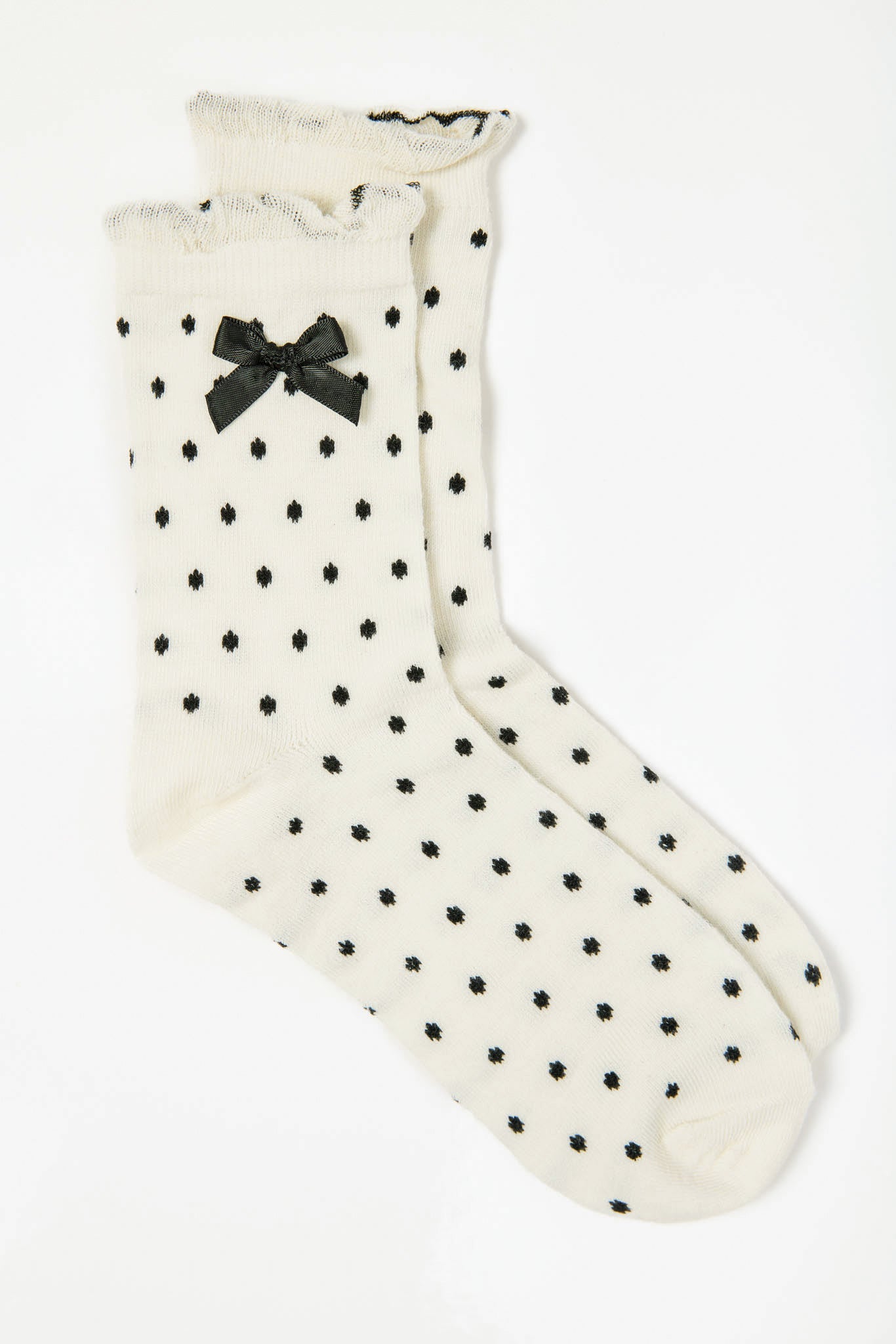 Polka Dot Ruffle-Trim Bow Socks