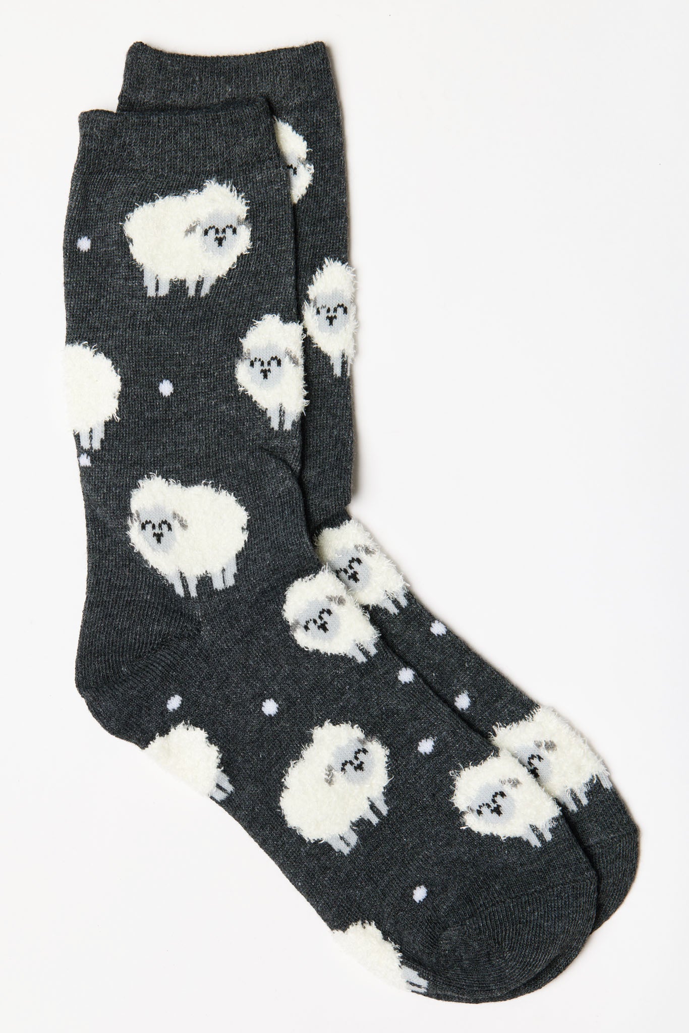 Fuzzy-Sheep Polka-Dot socks