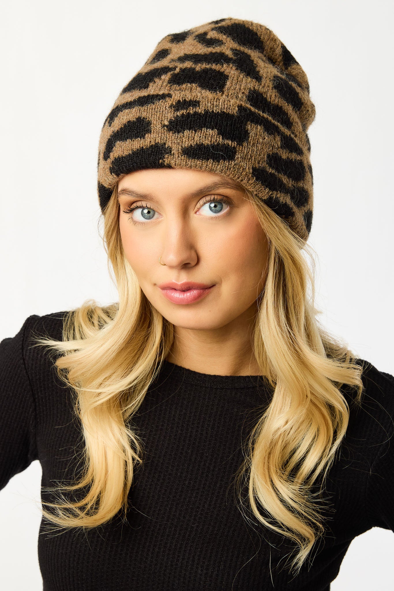 Leopard Wool-Blend Beanie