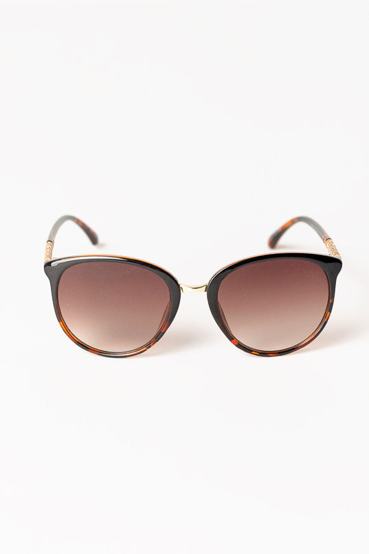 Lunettes de soleil pantos bicolores avec bordure en métal pailleté