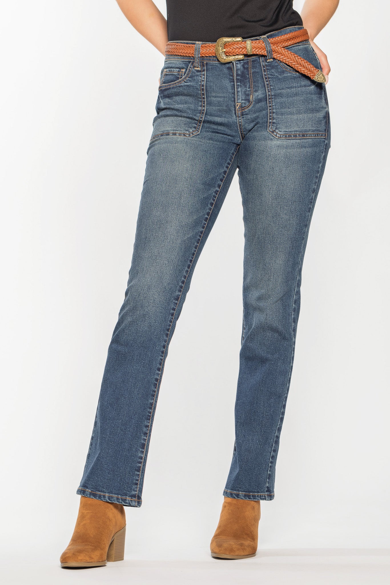 WallFlower Bootcut Jean with Braided Western Belt