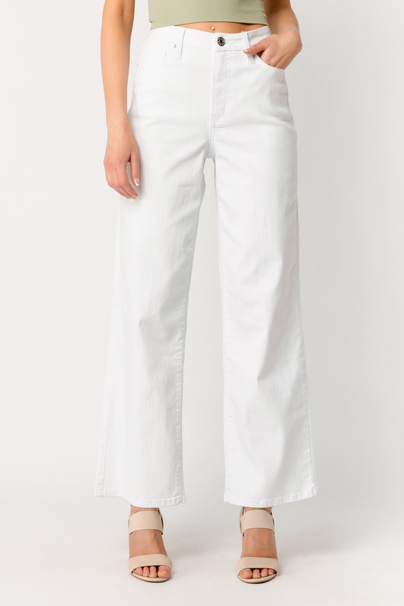 YMI White Curvy High-Rise Wide Leg Jean