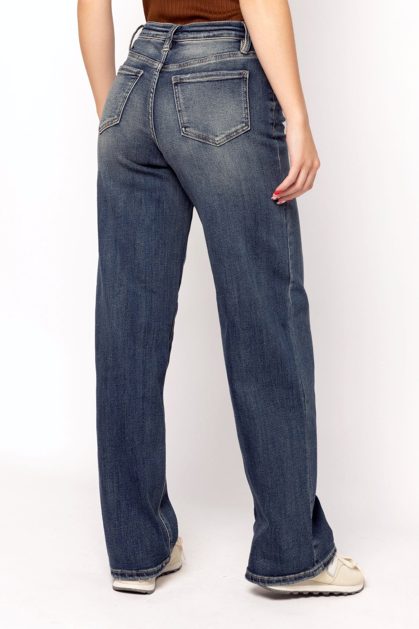 YMI Mid-Rise Wide-Leg Jeans in Dark Wash