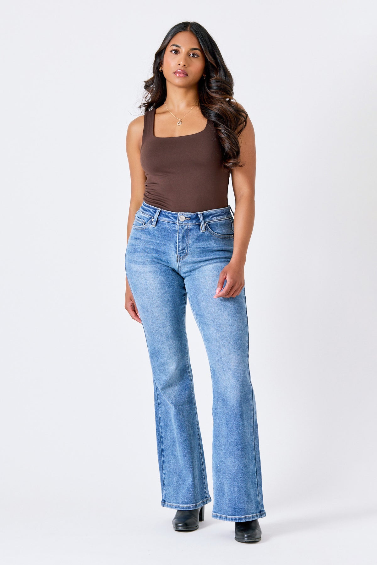 Tattoo Willow Mid-Wash Mid-Rise Flare Jean