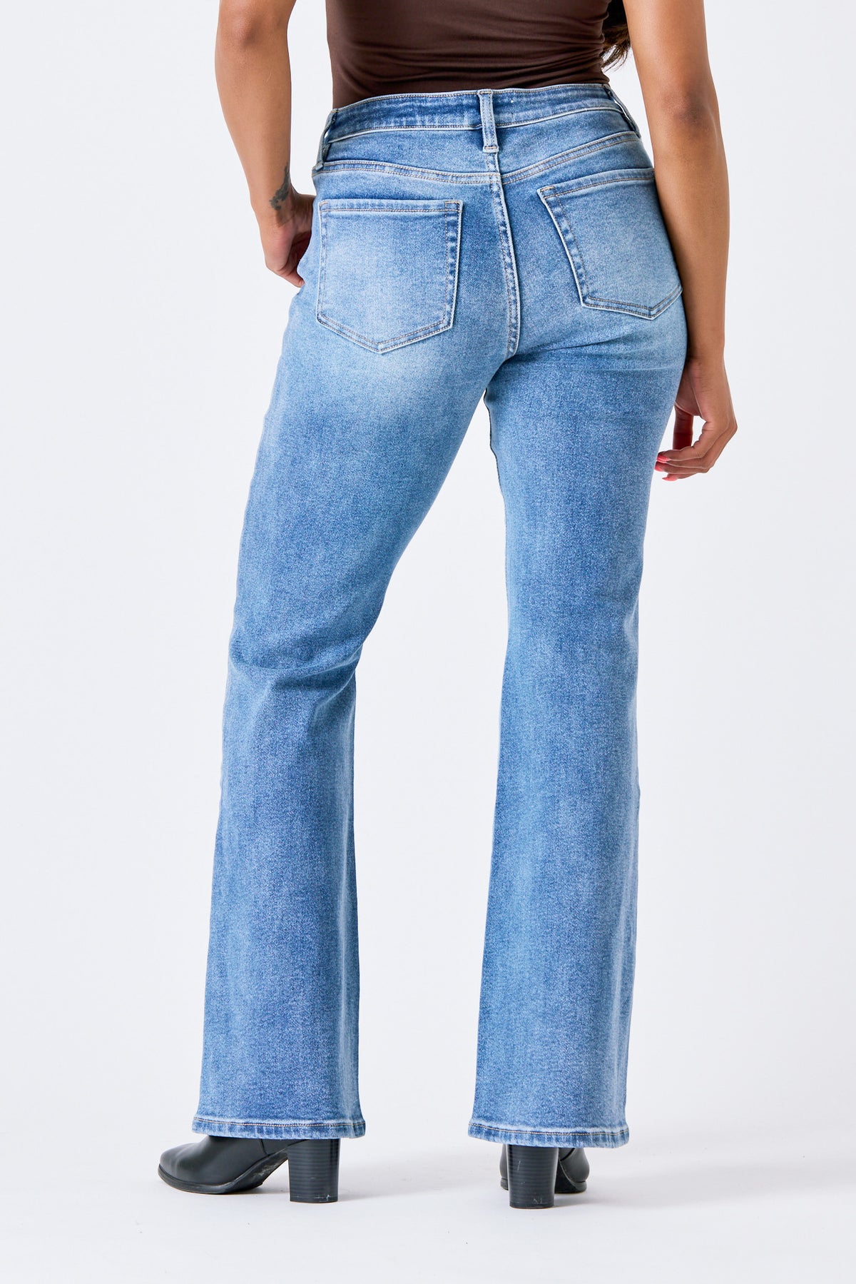Tattoo Willow Mid-Wash Mid-Rise Flare Jean