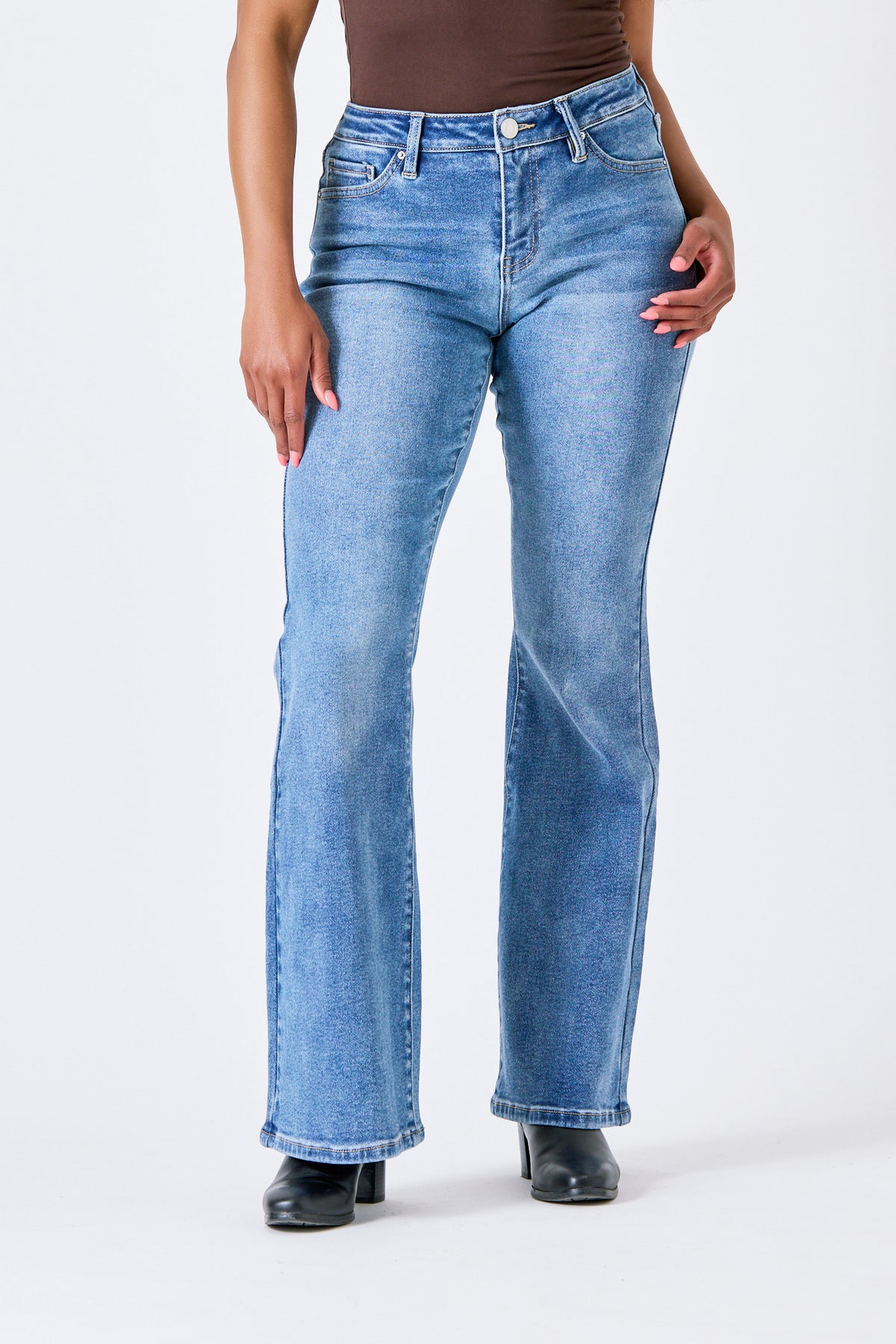 Tattoo Willow Mid-Wash Mid-Rise Flare Jean