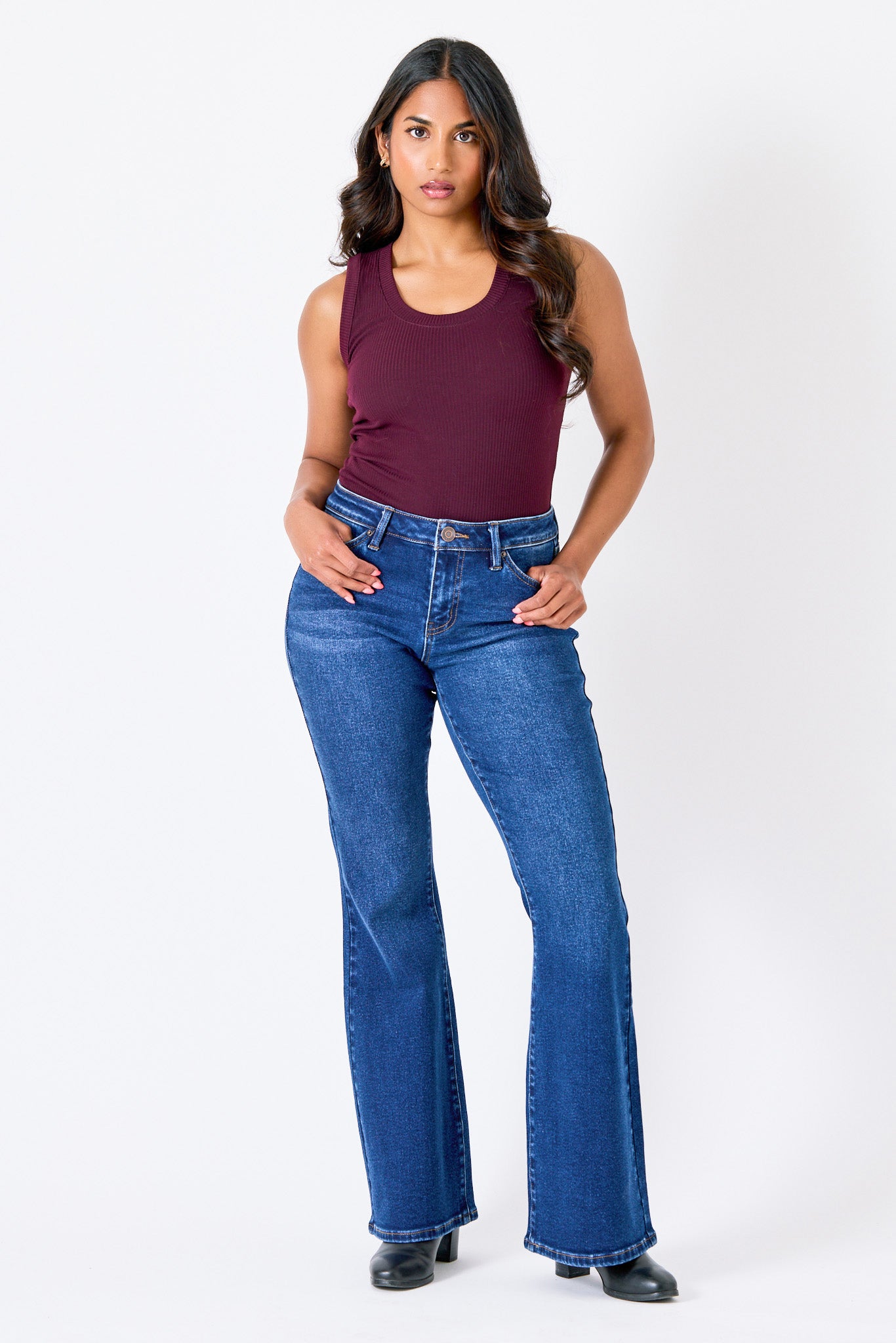 Tattoo Willow Dark Wash Mid-Rise Flare Jean