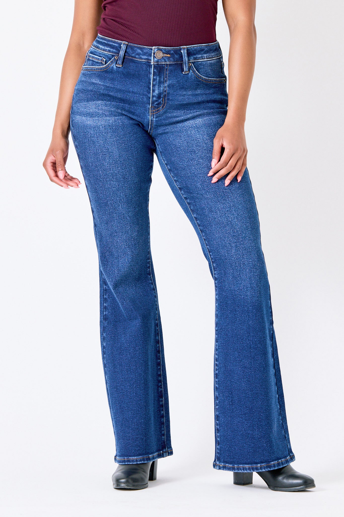 Tattoo Willow Dark Wash Mid-Rise Flare Jean