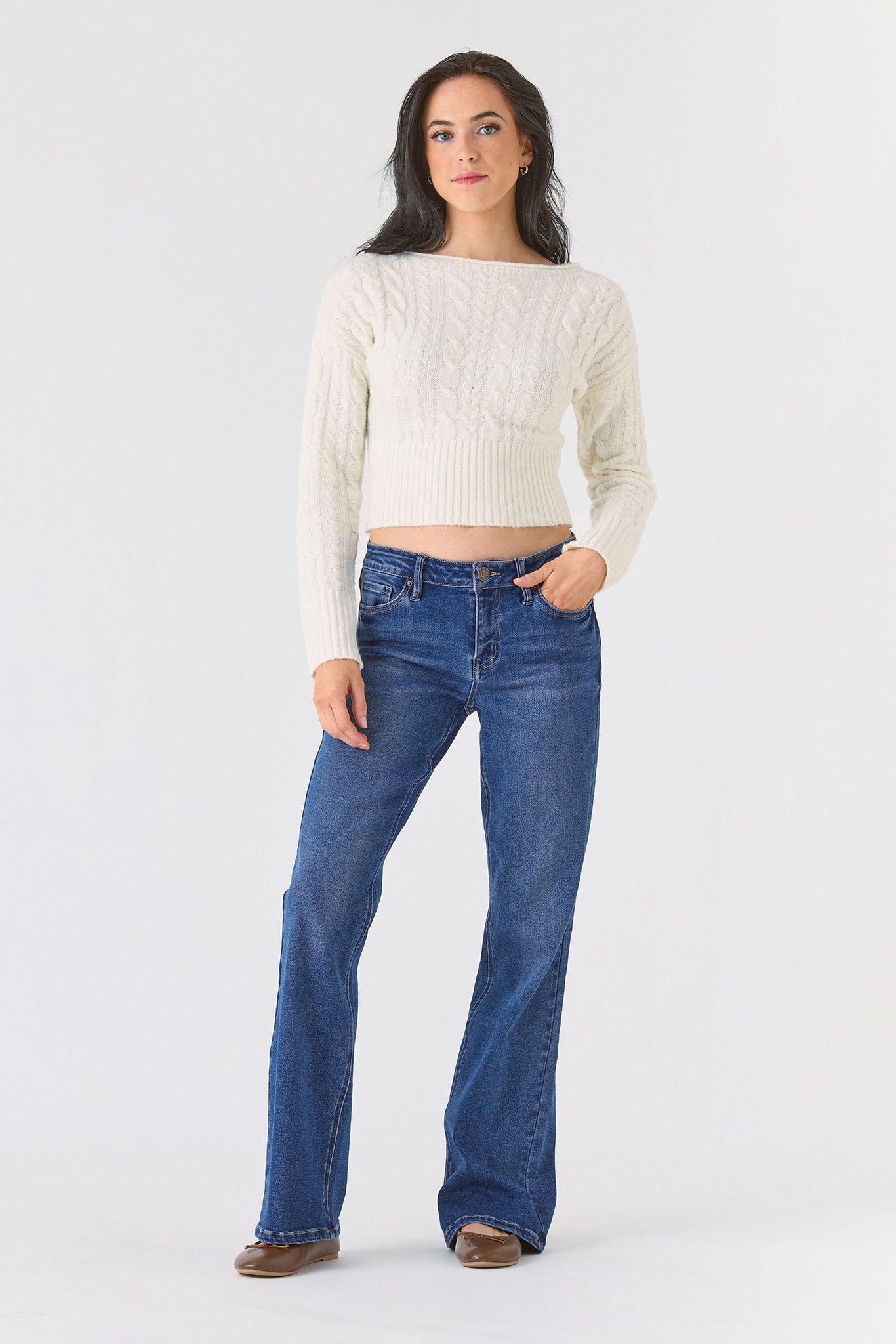 Tattoo “Amelia” Mid-Wash Mid-Rise Bootcut Jeans