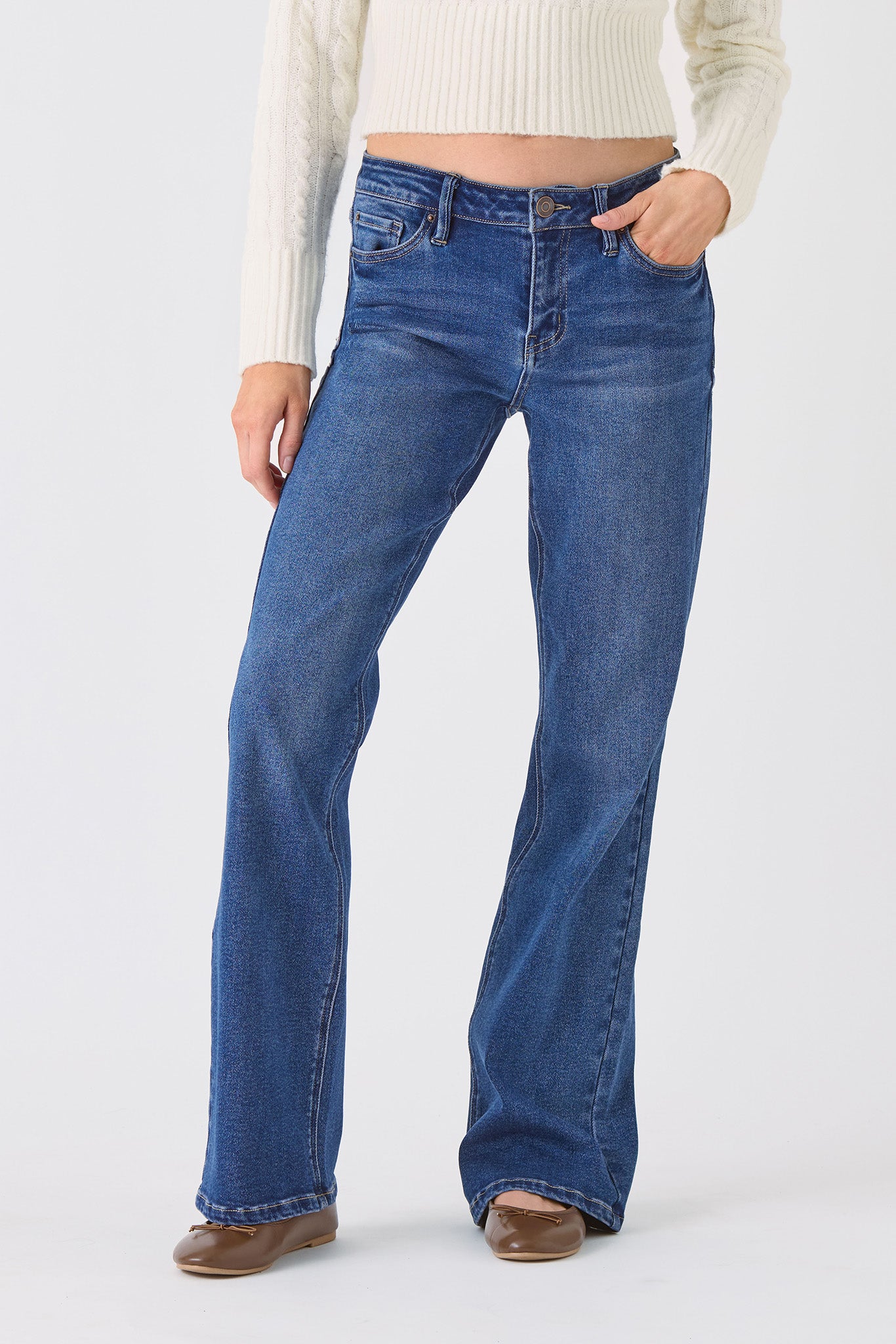 Tattoo “Amelia” Mid-Wash Mid-Rise Bootcut Jeans