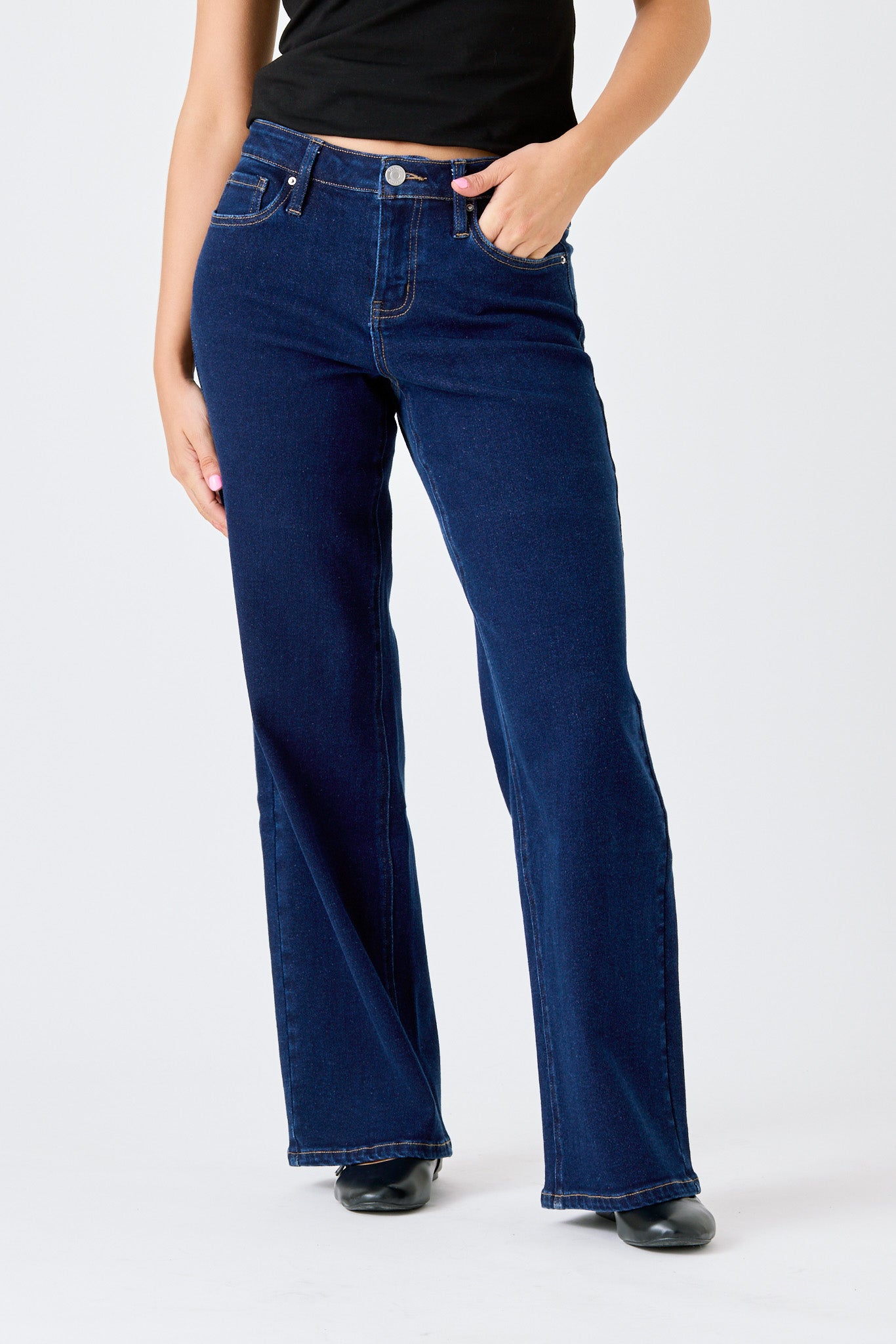 Tattoo "Harper" Rinse Wash Mid-Rise Wide Leg Jean