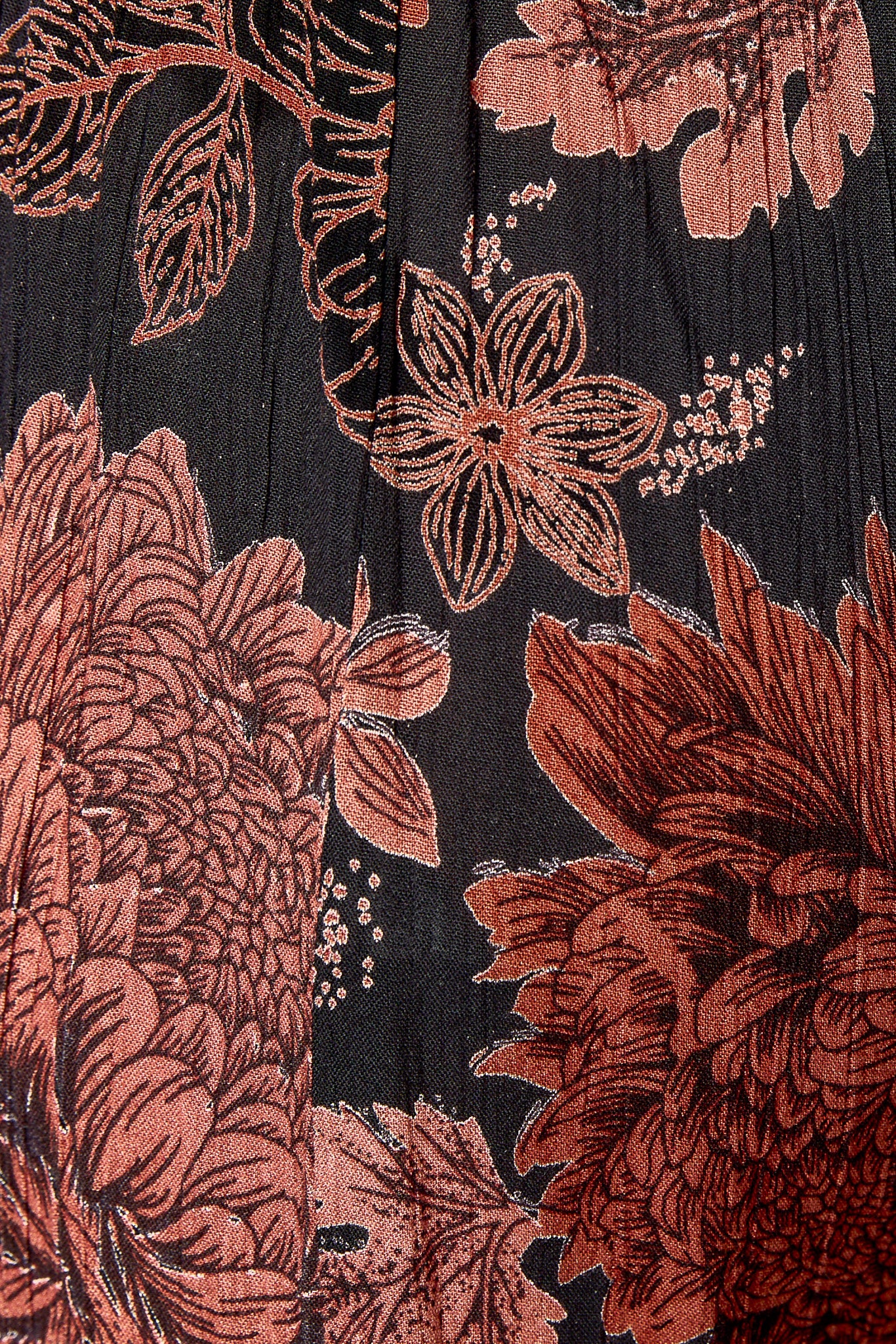 Boho Floral Tiered Wide-Leg Pant with Crochet Inserts