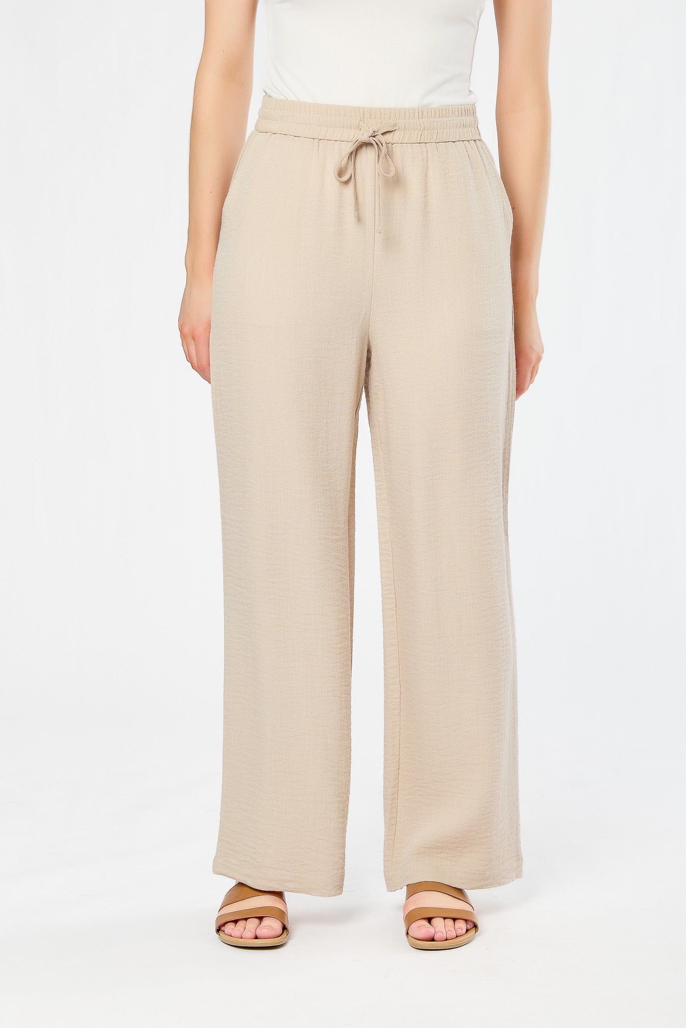 Linen-Look Palazzo Pant