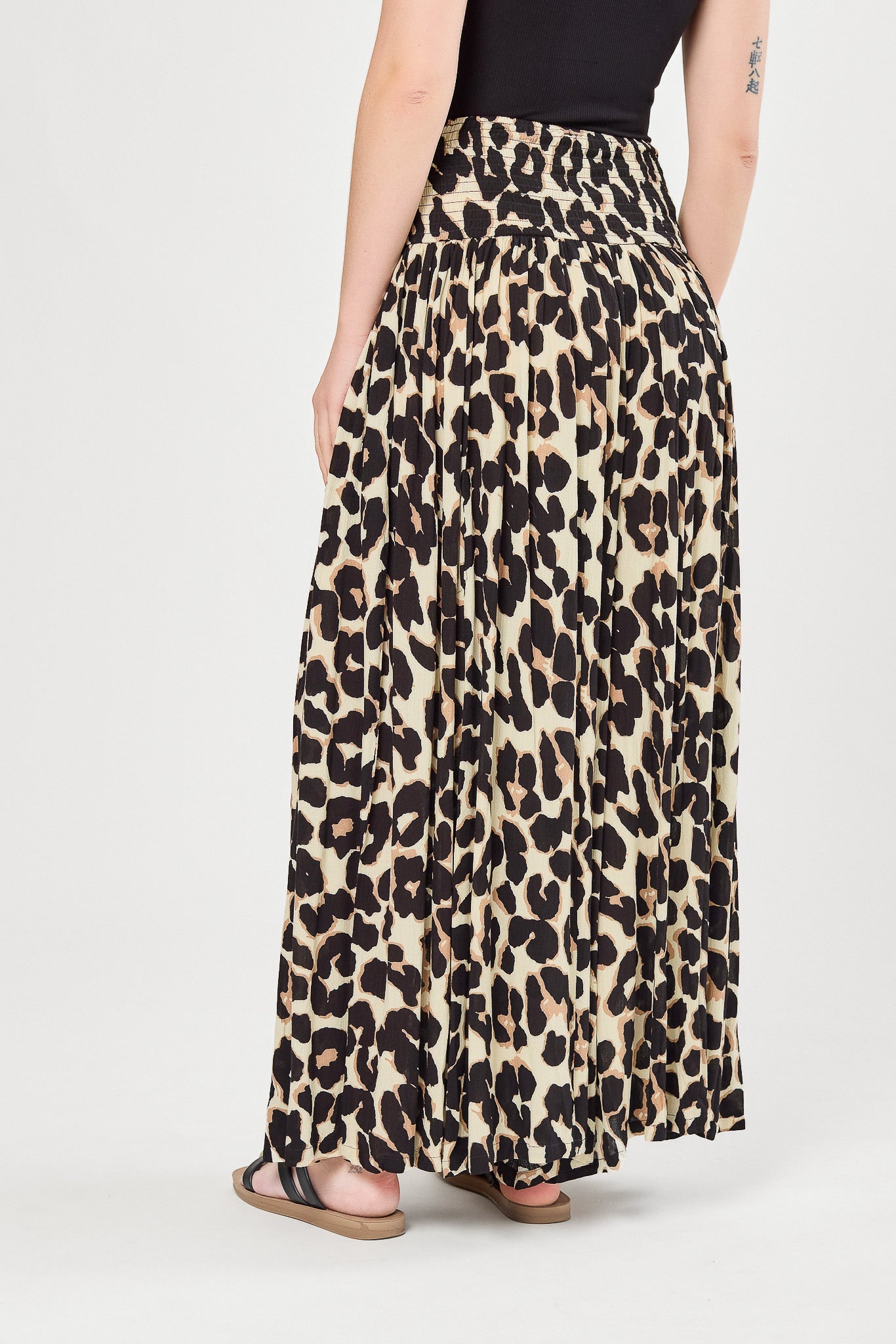 Animal Print Smocked Waist Palazzo Pants