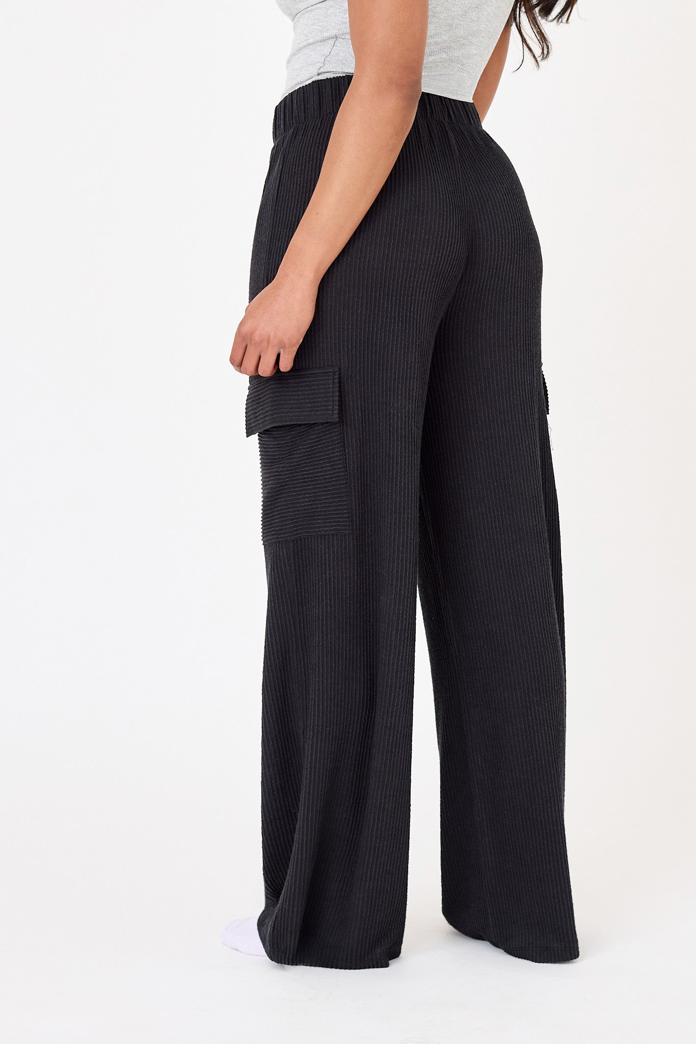 Pantalon côtelé cargo à jambe large confortables