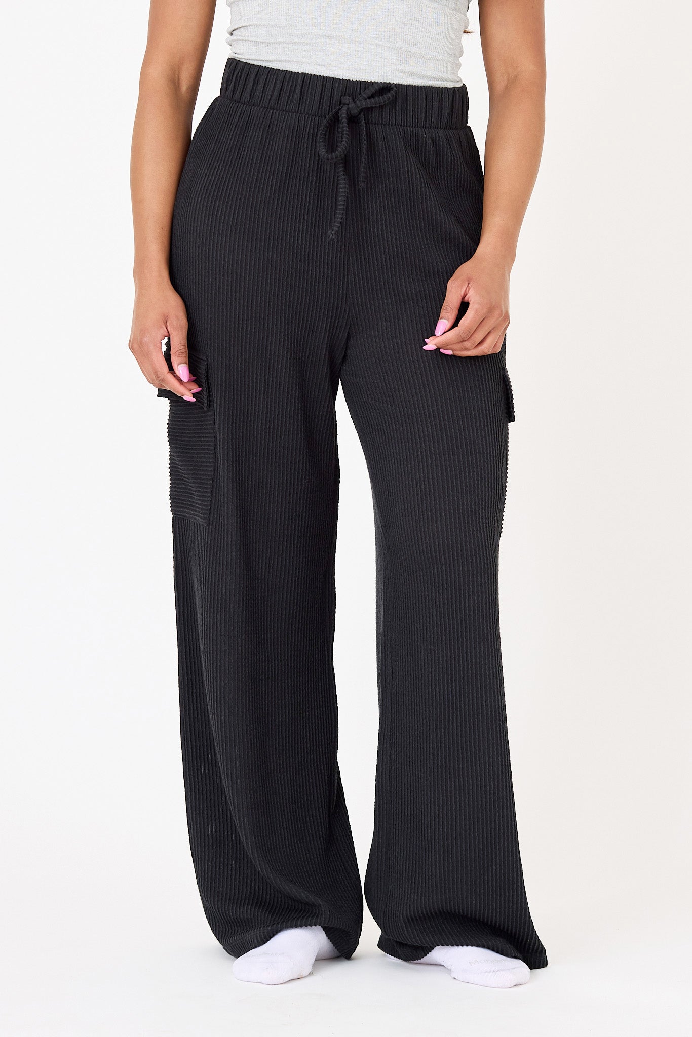 Pantalon côtelé cargo à jambe large confortables