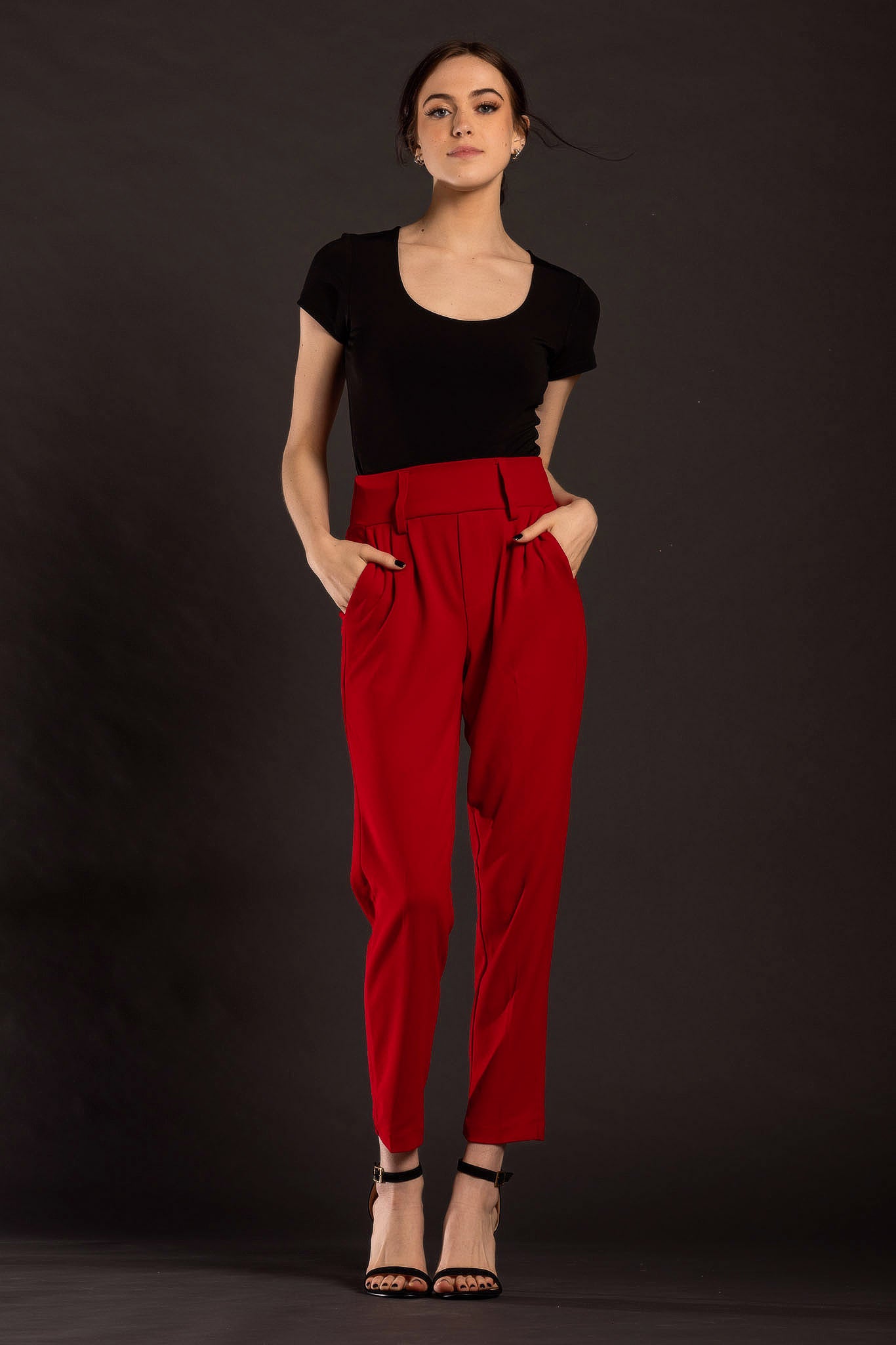 Knit Crepe Wide Waistband Trouser