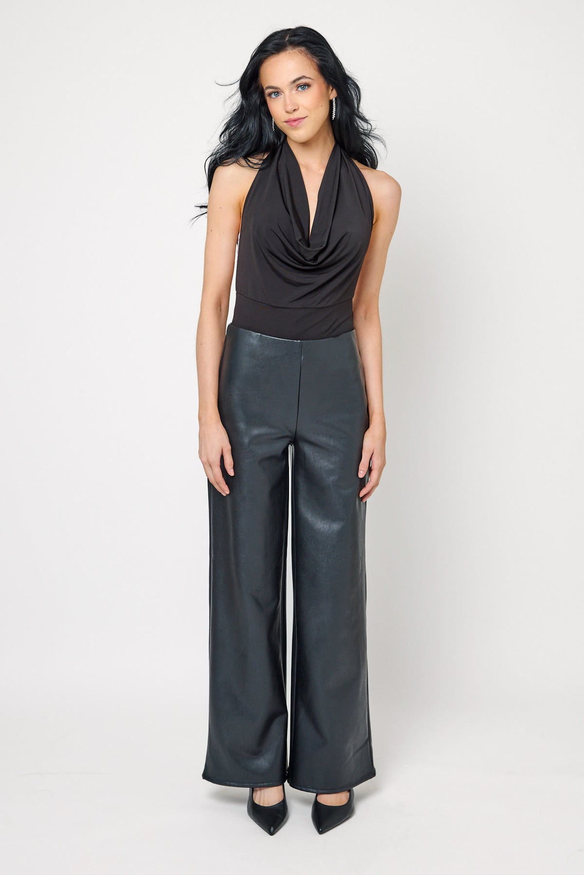 Faux Leather High-Rise Wide-Leg Pant