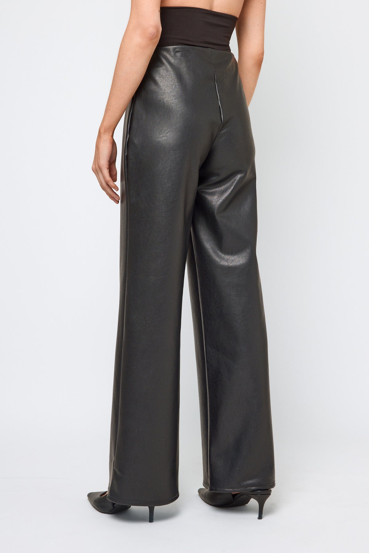Faux Leather High-Rise Wide-Leg Pant