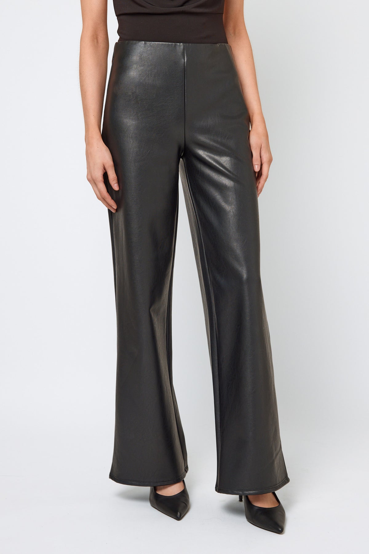 Faux Leather High-Rise Wide-Leg Pant