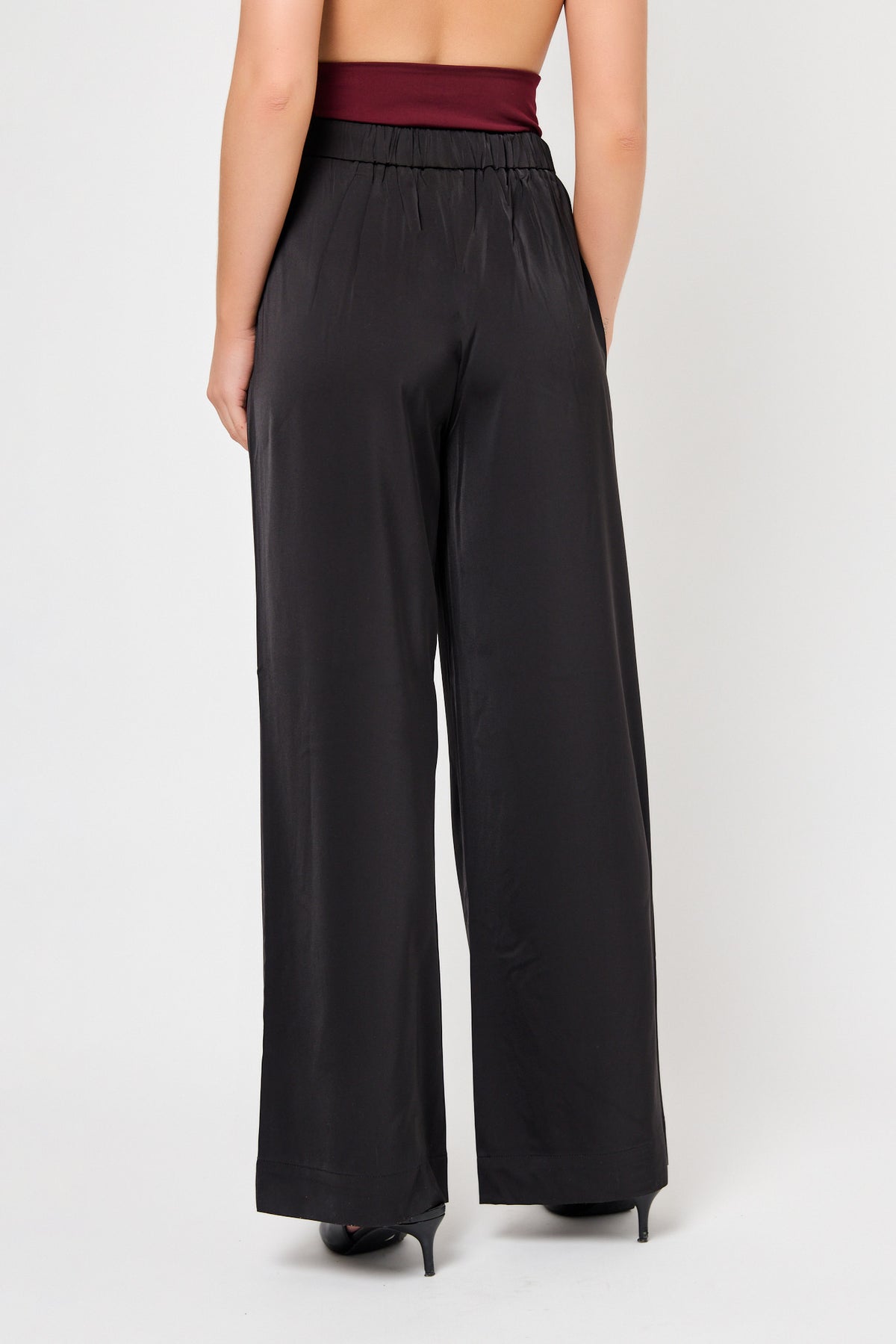 Satin High-Rise Wide-Leg Trouser