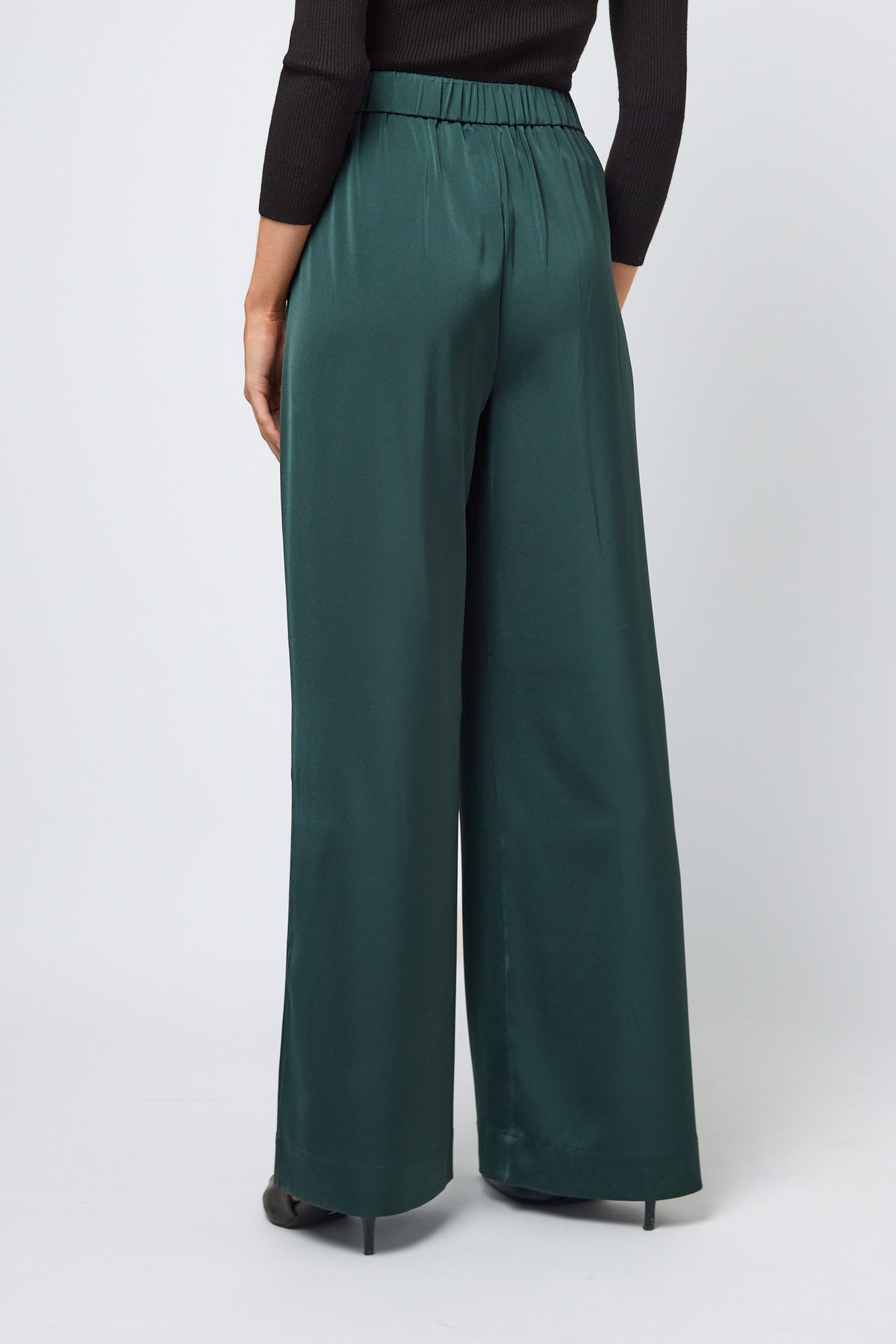 Satin High-Rise Wide-Leg Trouser