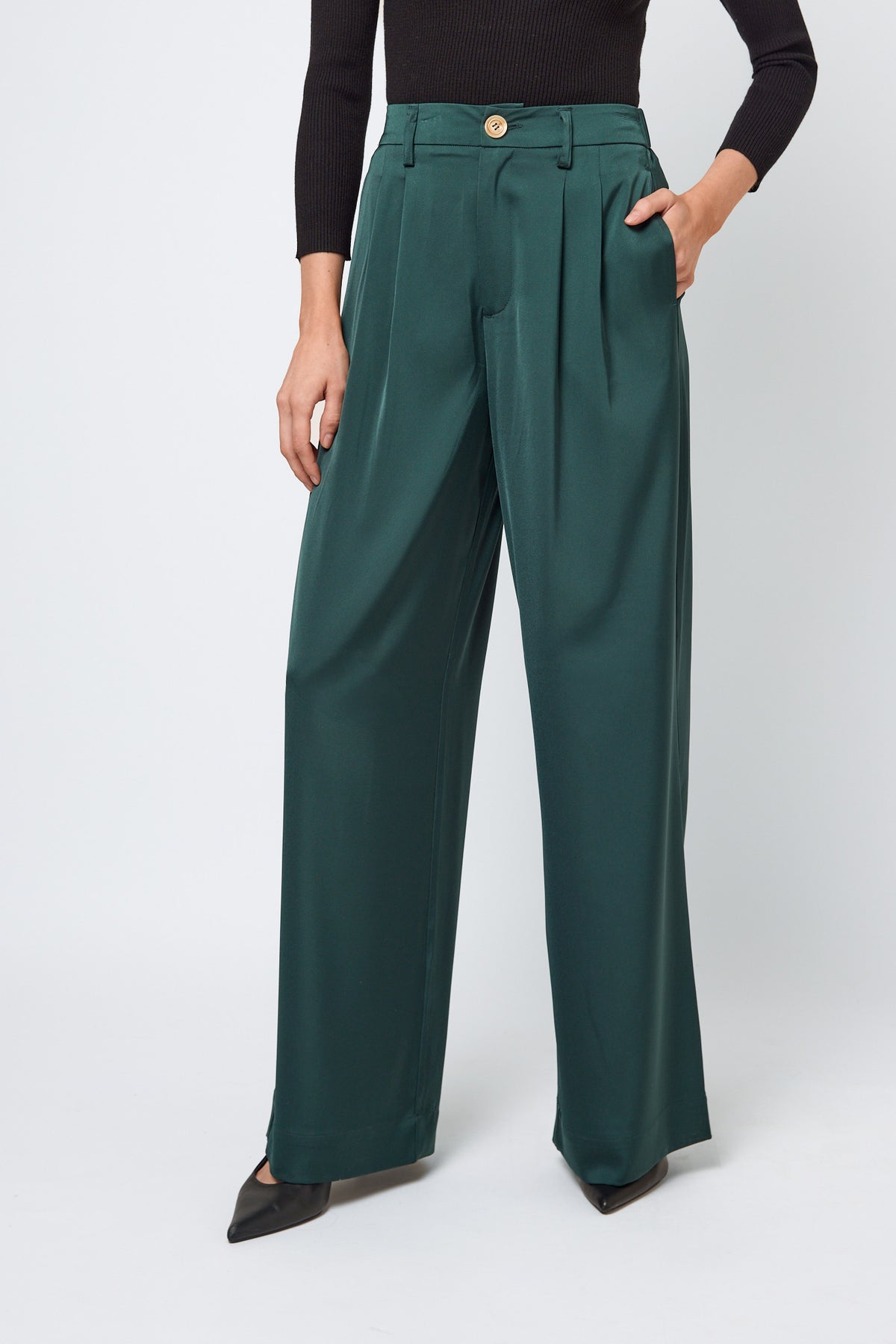 Satin High-Rise Wide-Leg Trouser