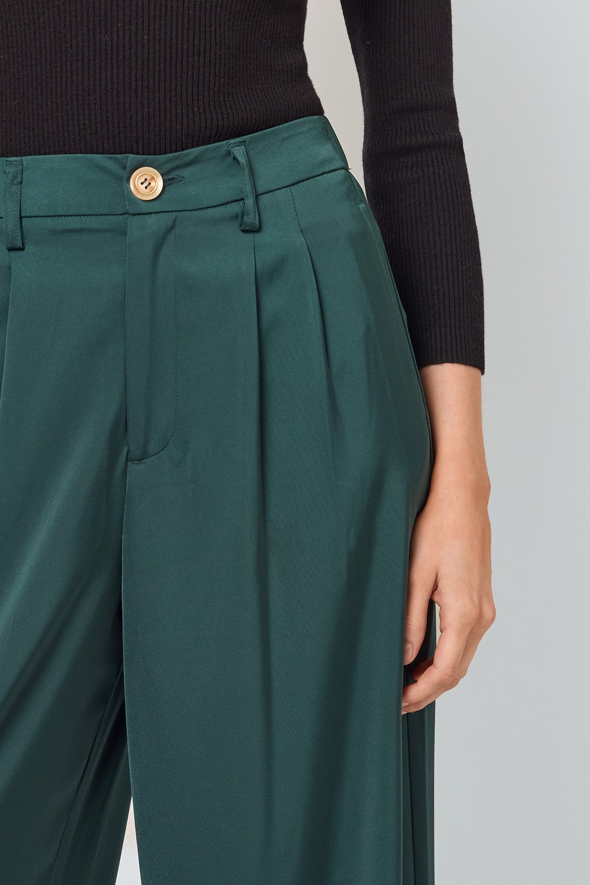 Satin High-Rise Wide-Leg Trouser