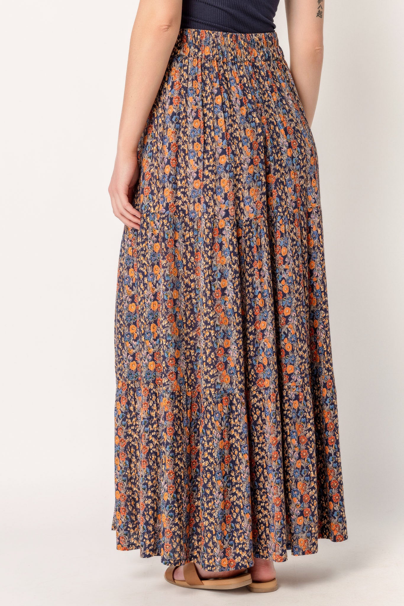Ditsy Peasant Skirt with Slit