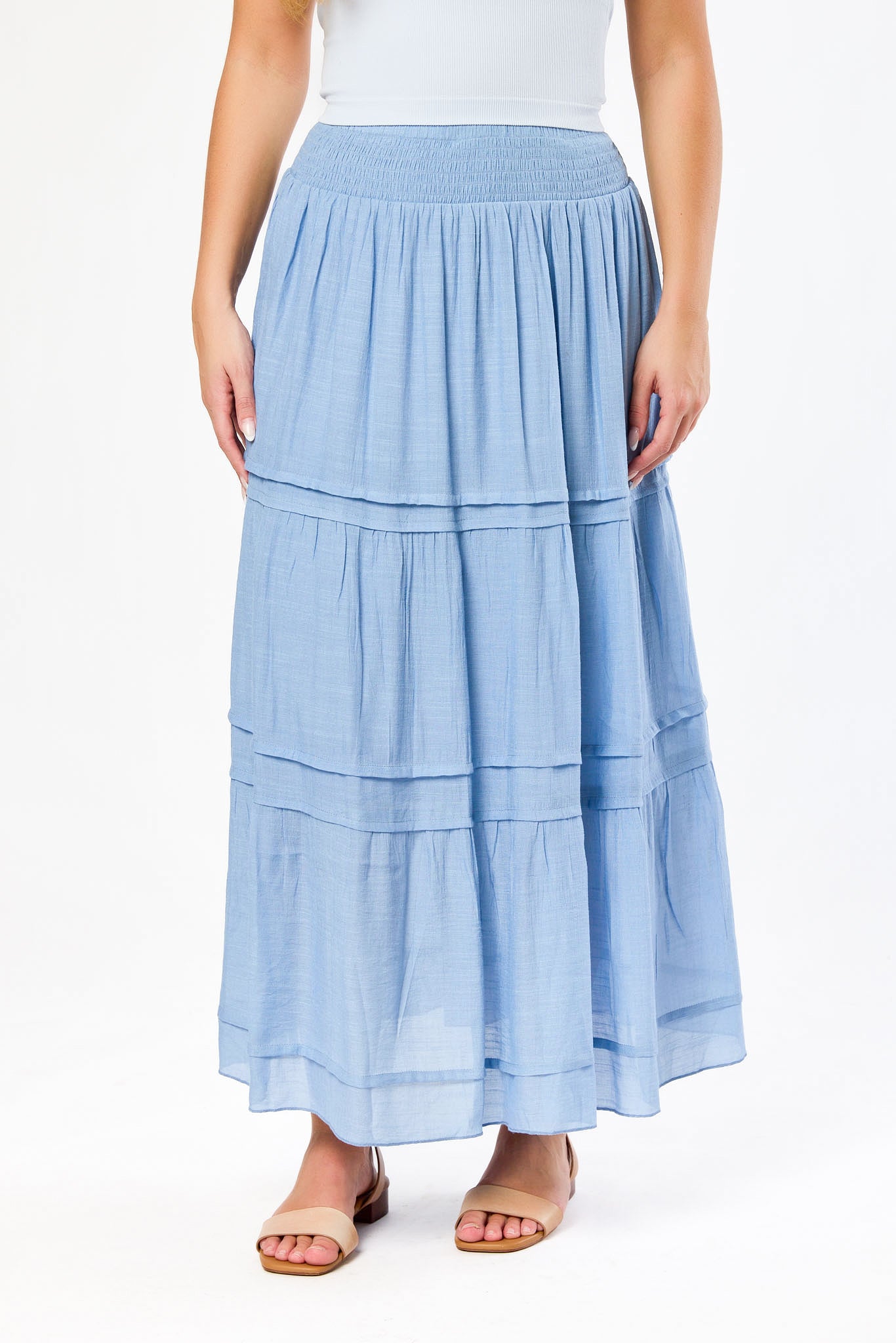 Gauze Tiered Maxi Skirt