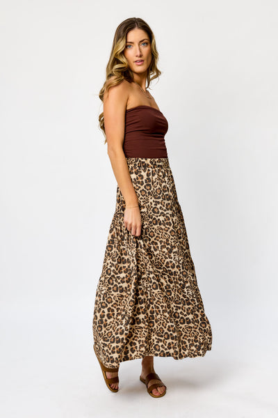 スカート JERSEY SKIRT WITH WEB PRINT Threadbare Women's Leopard Print Jersey Maxi Skirt with Pockets