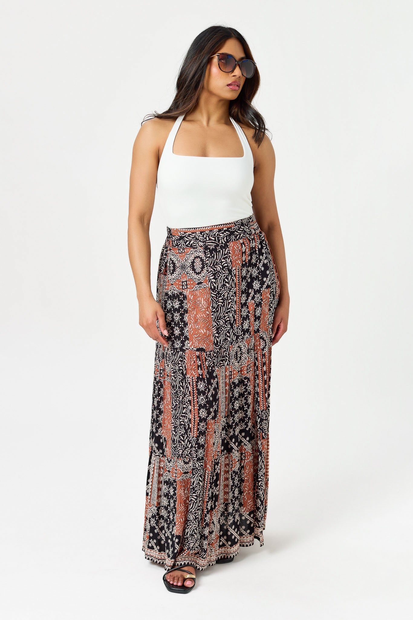 Jupe maxi à imprimé mosaïque avec fente