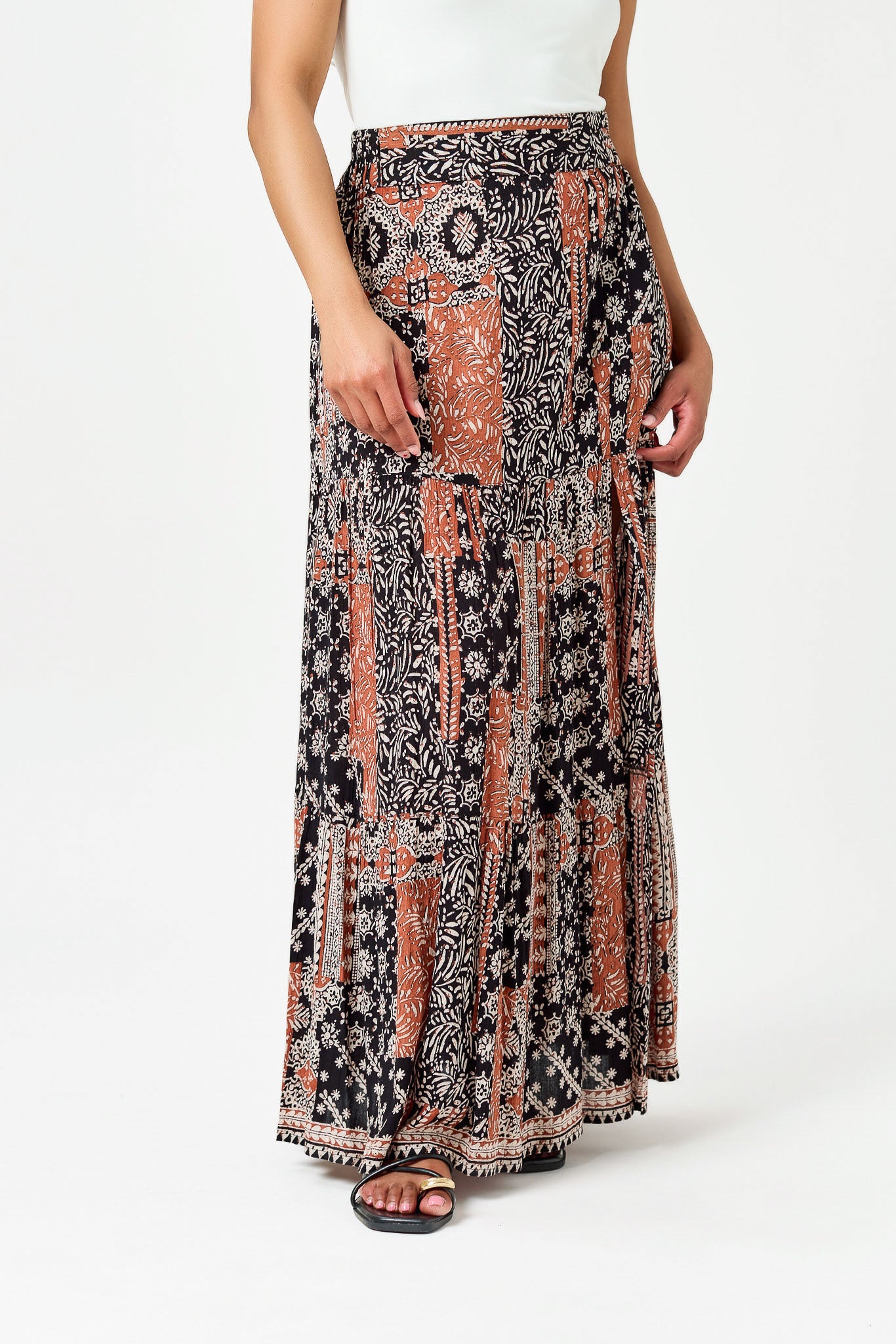 Jupe maxi à imprimé mosaïque avec fente