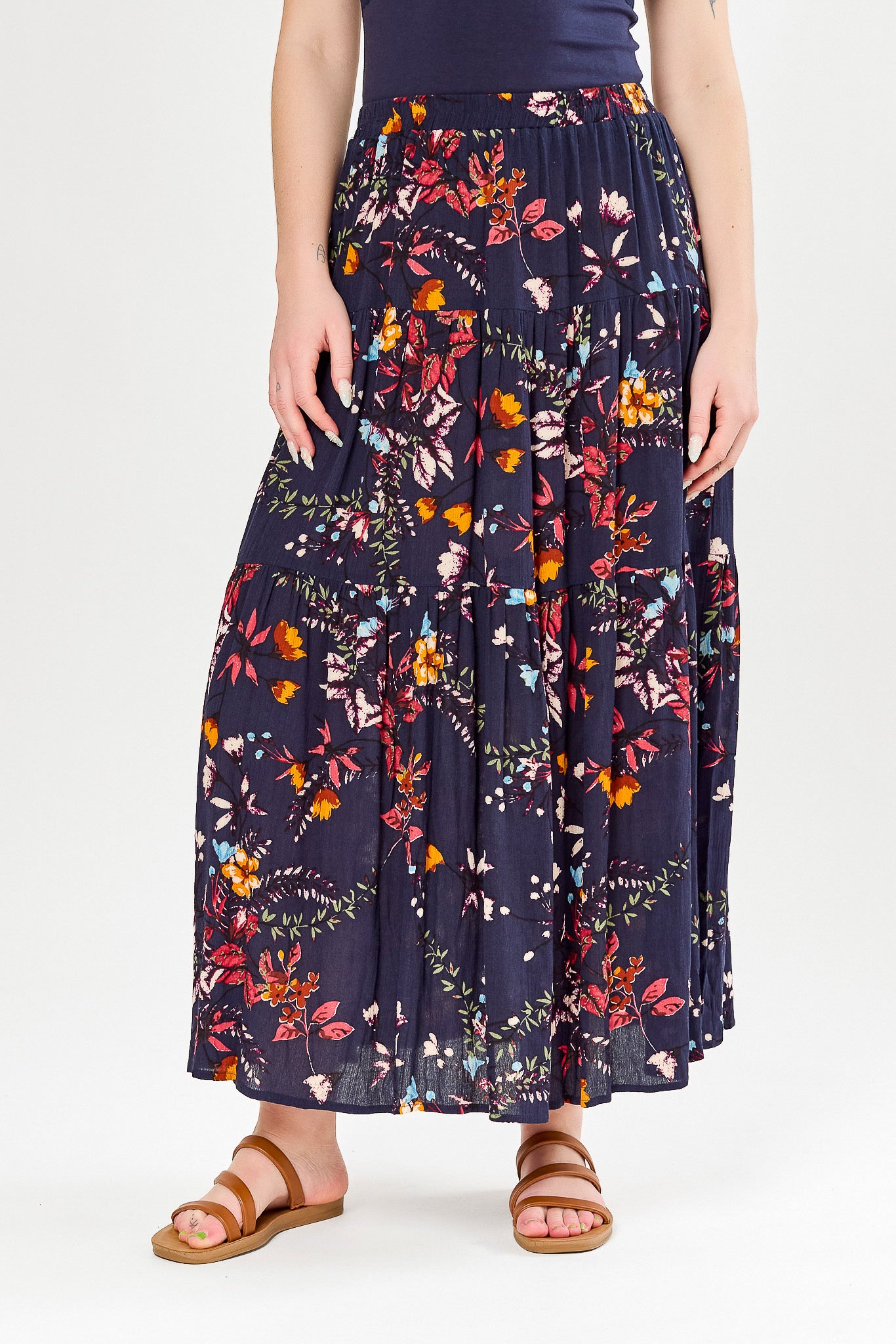 Floral Tiered Maxi Skirt
