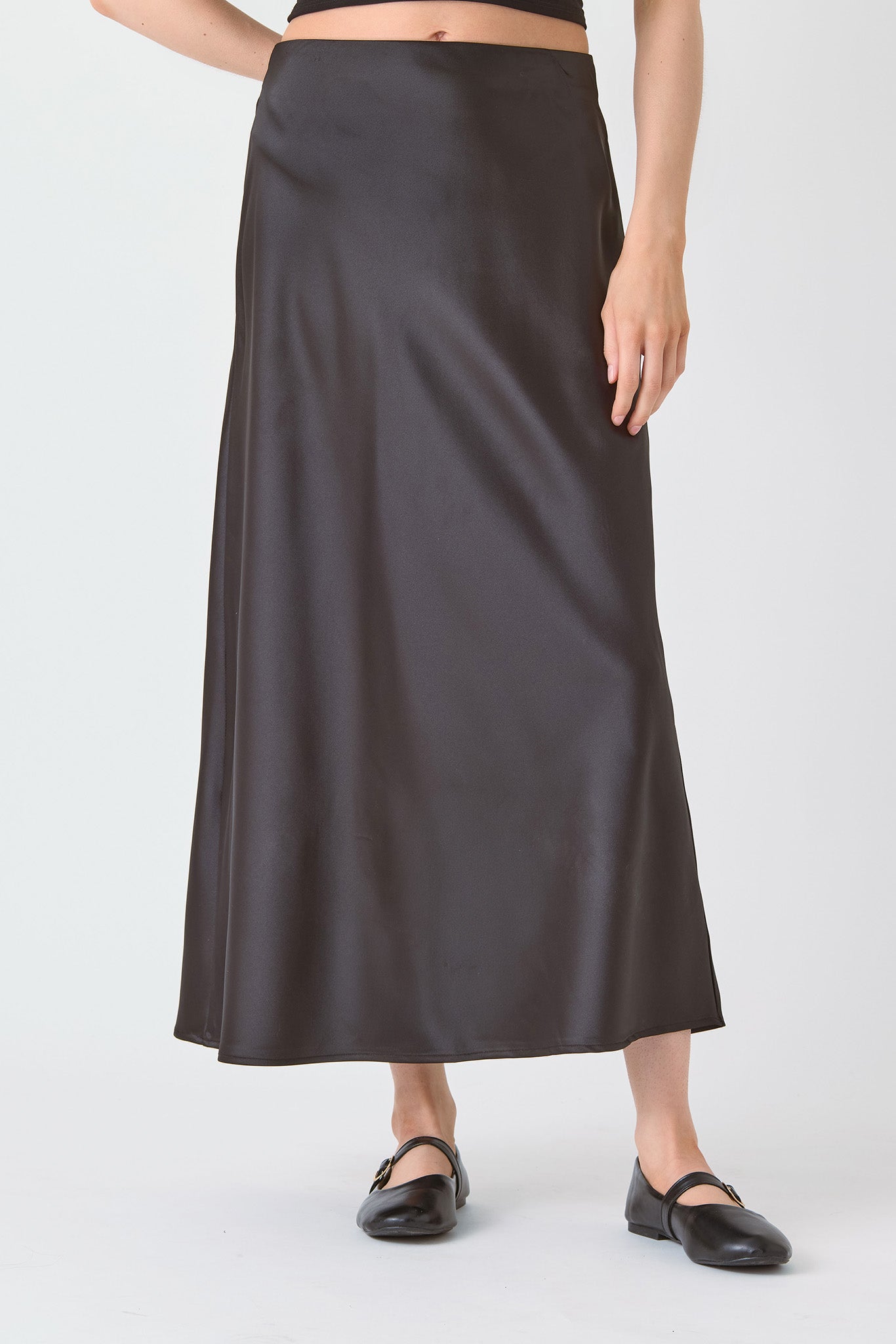 Satin Midi Slip Skirt