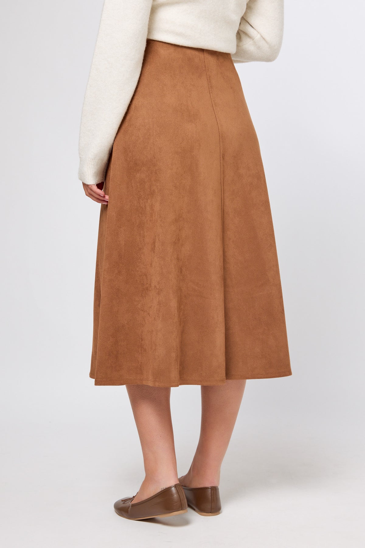 Suede Midi A-Line Skirt