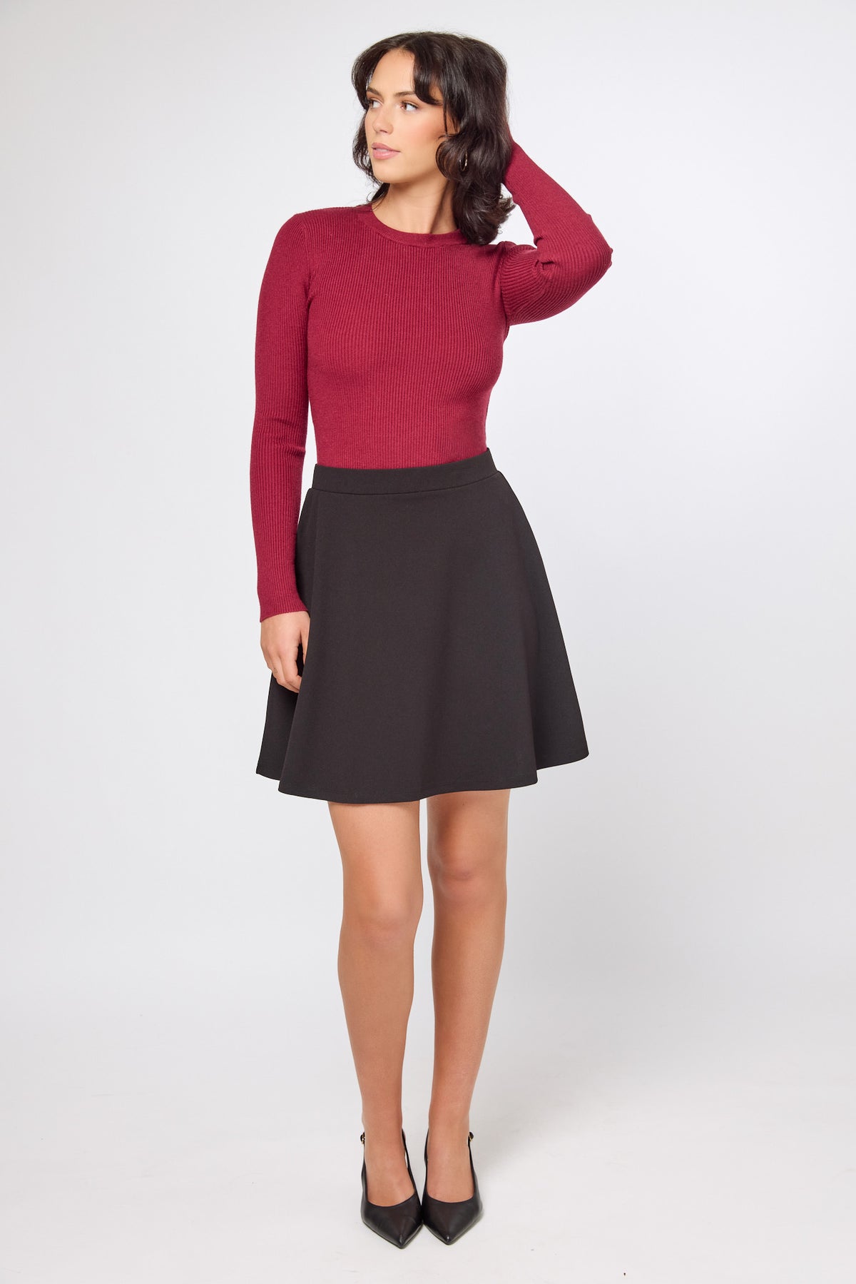 Stretch Crepe A-Line Skirt