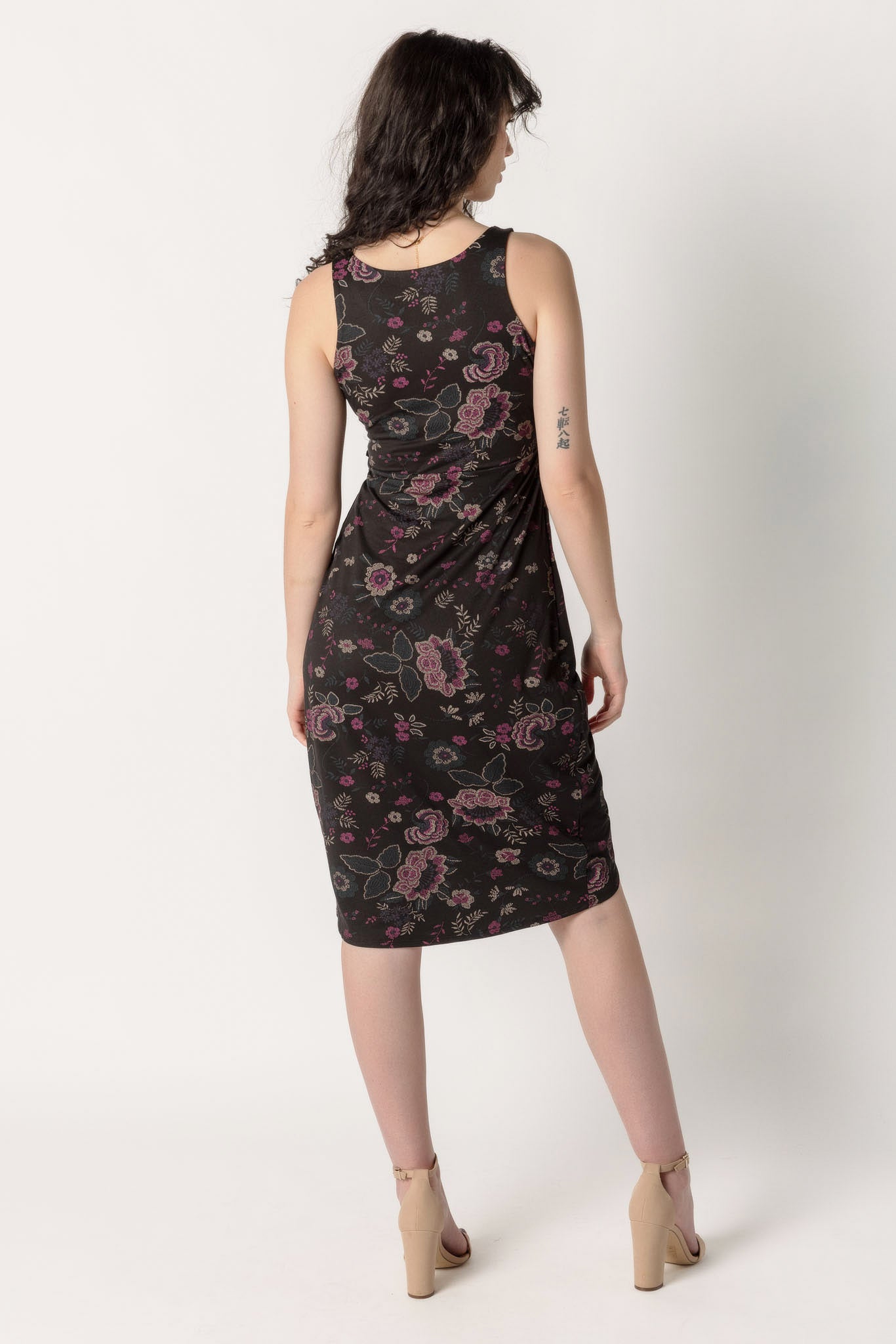 Floral Wrap Tank Dress with Side-Tie