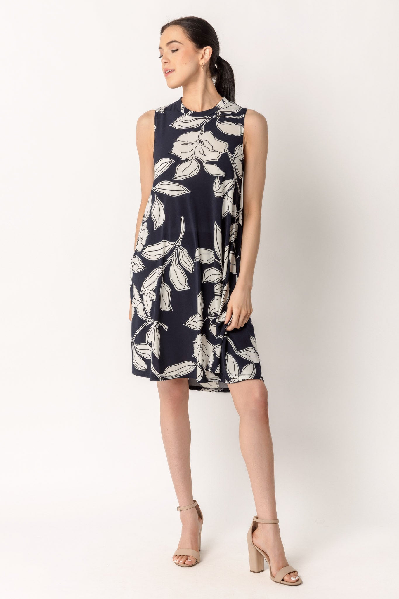 Large Floral Sleeveless Dress with Pockets