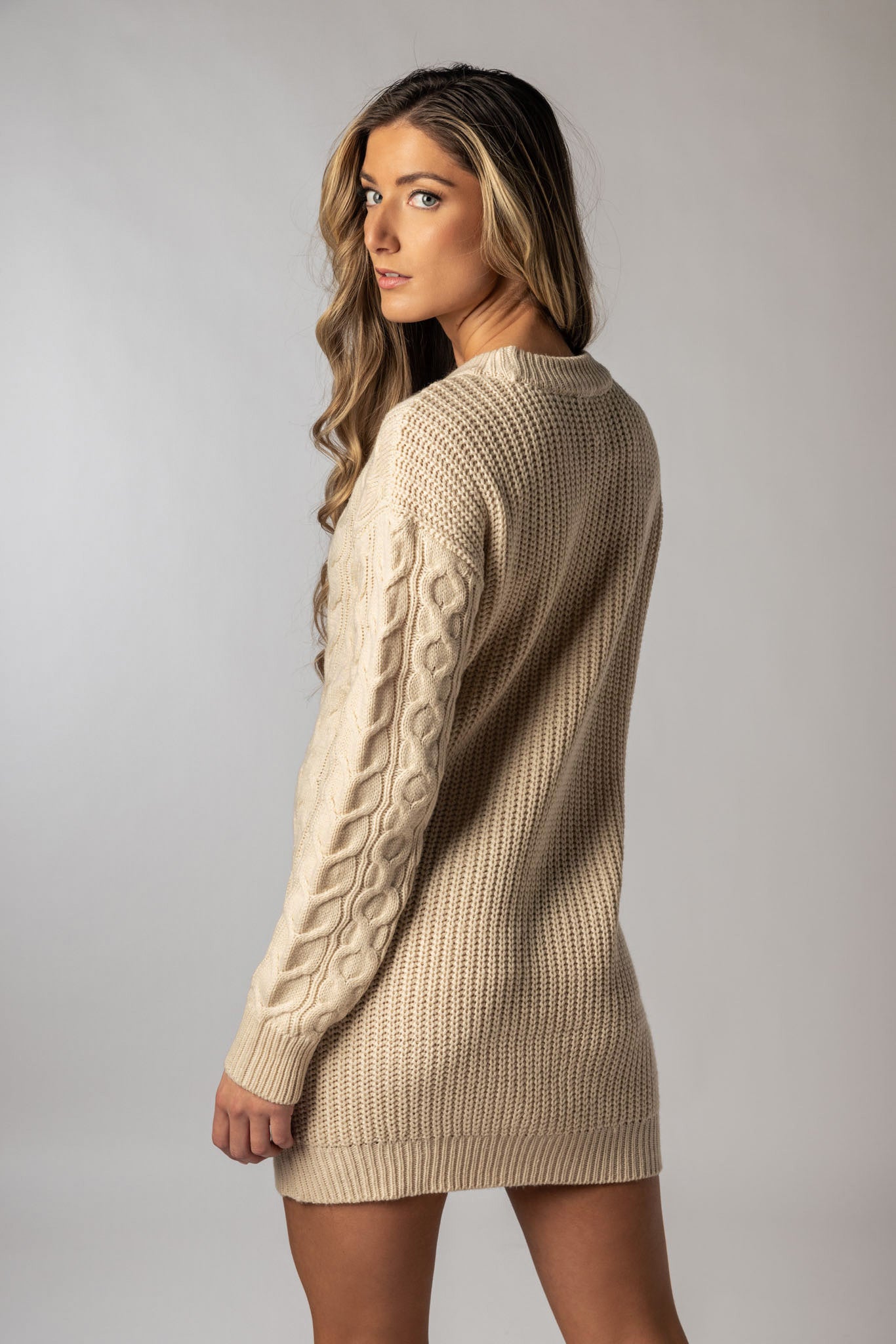 Long Cable Knit Sweater Dress