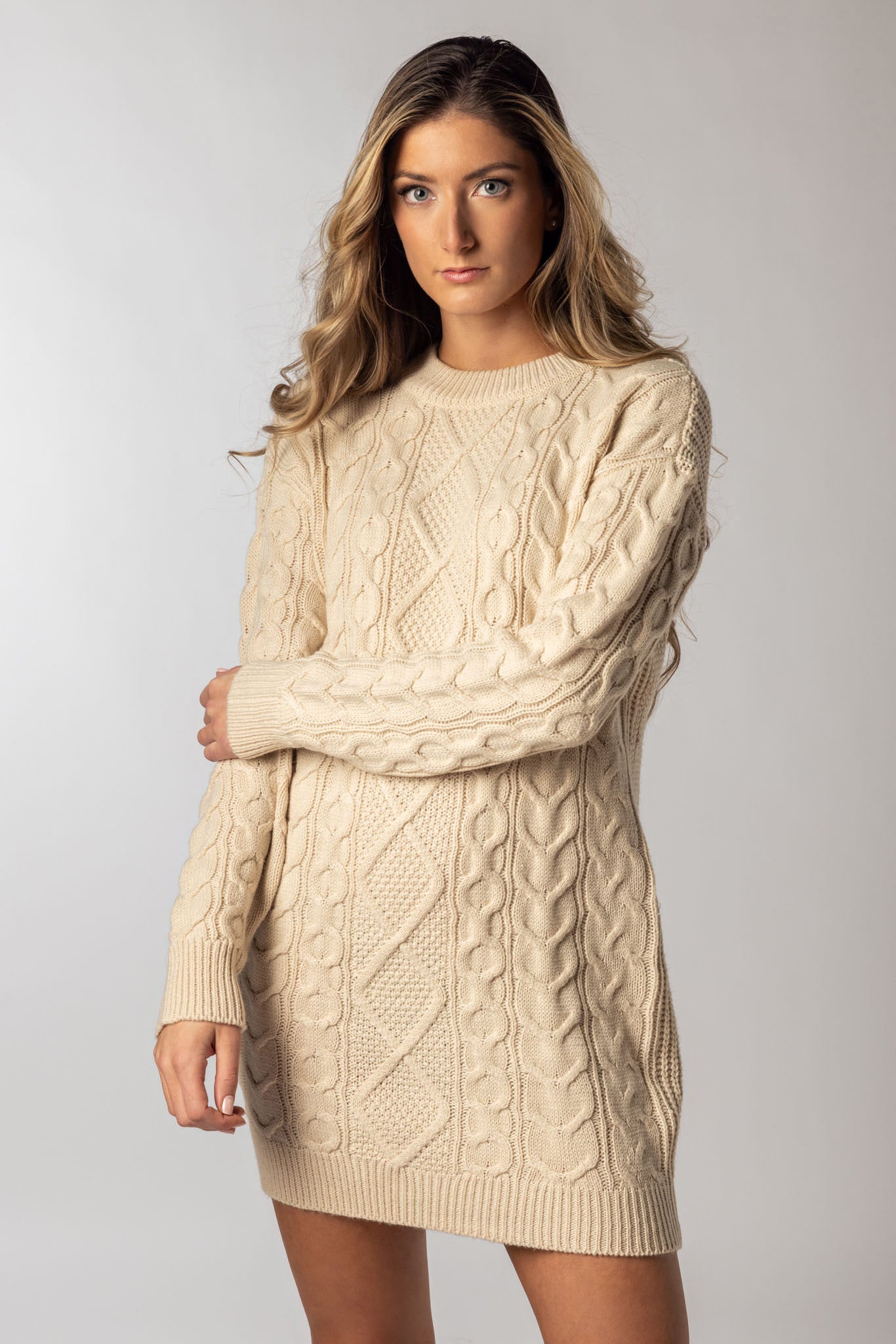 Long Cable Knit Sweater Dress