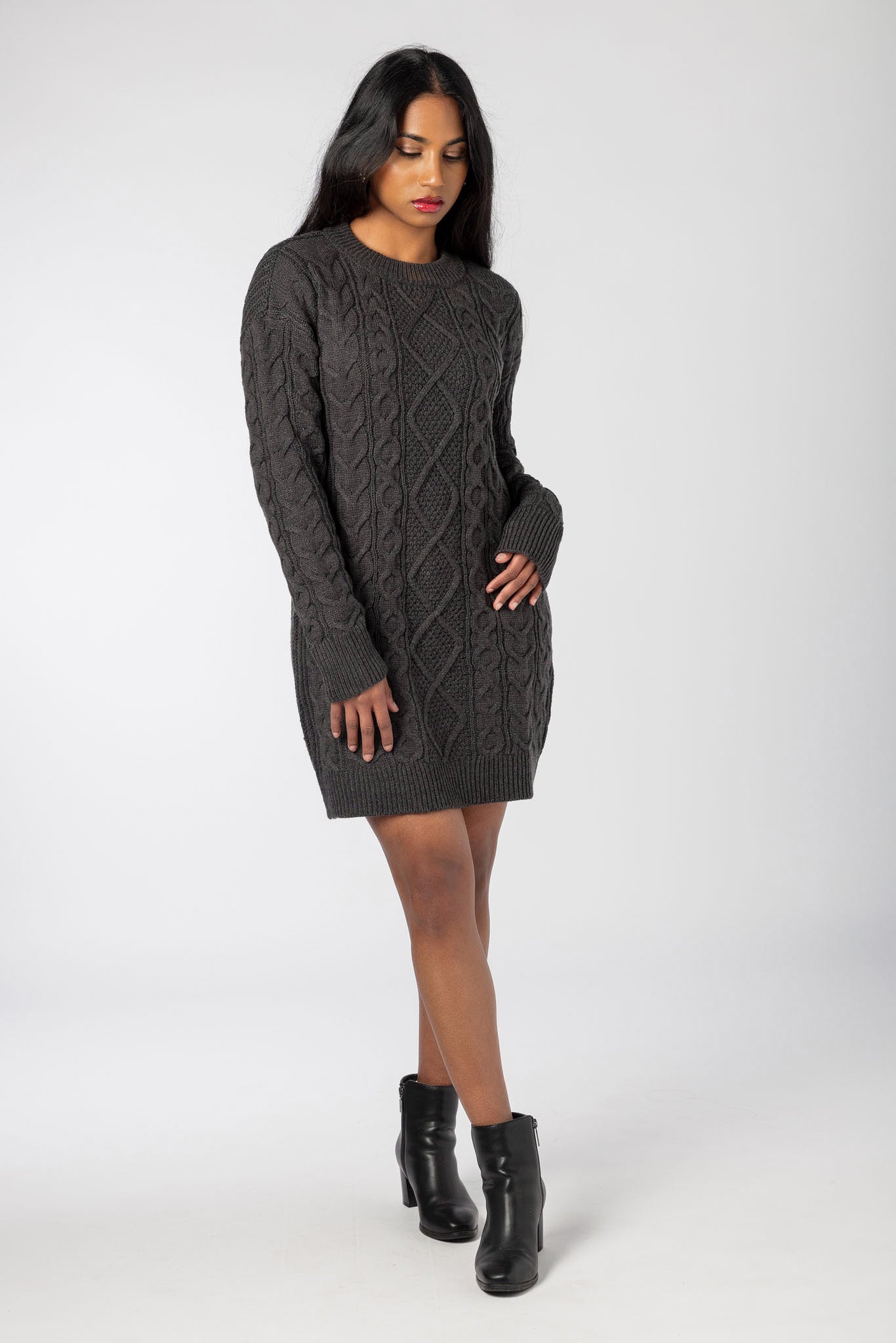 Long Cable Knit Sweater Dress