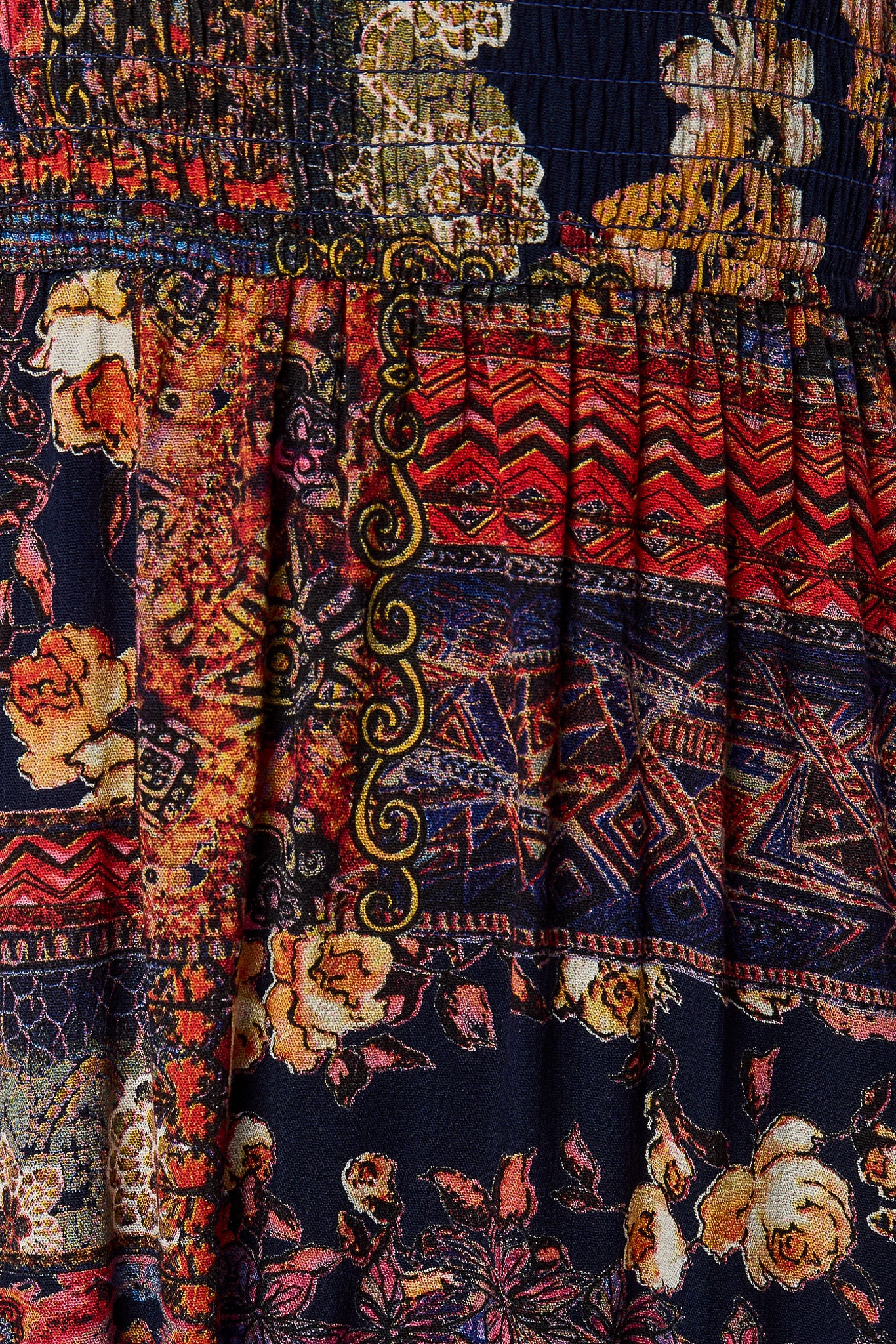 Terracotta Combo Smocked Off-Shoulder Maxi