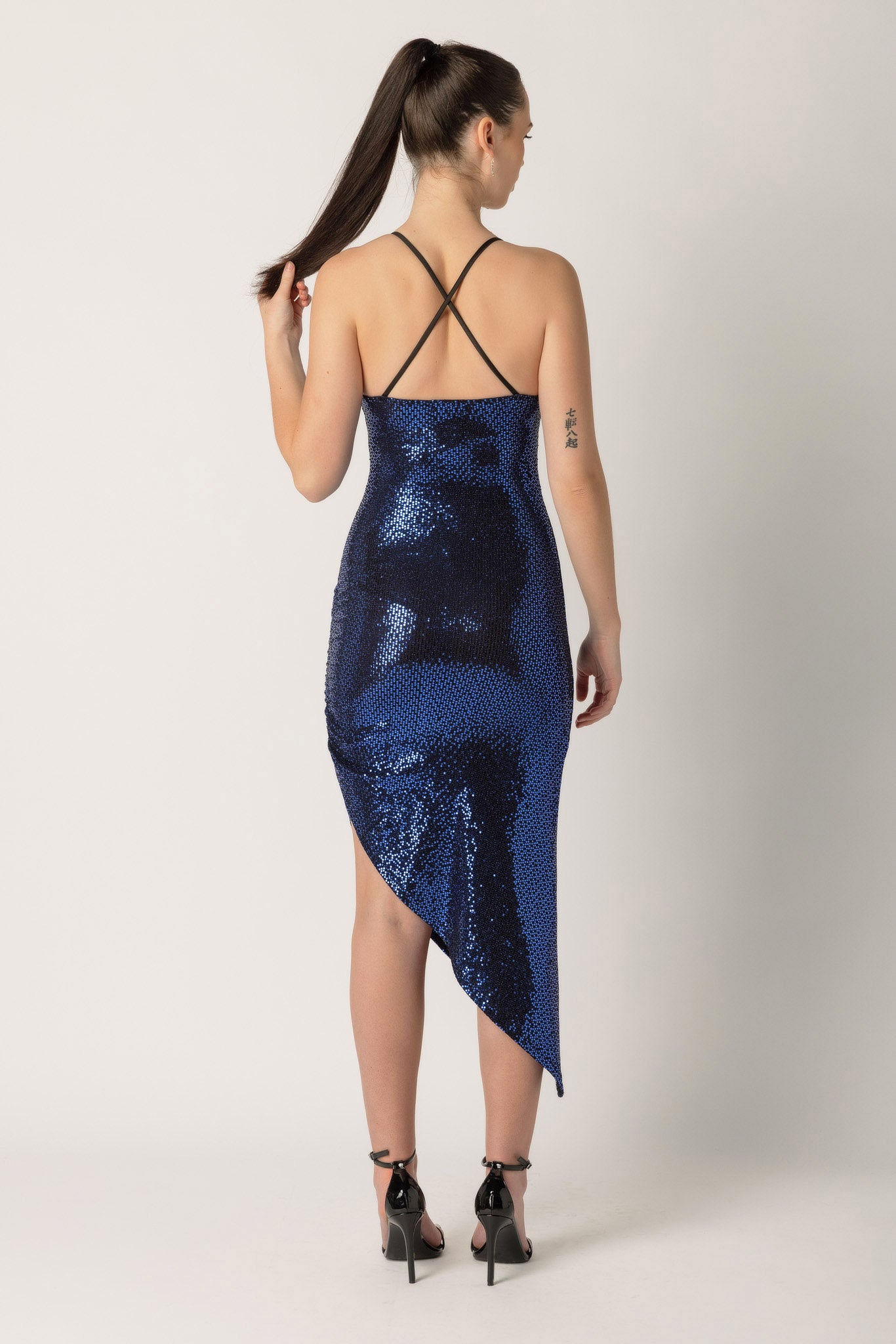 Disco Sequin Asymmetrical Maxi Dress