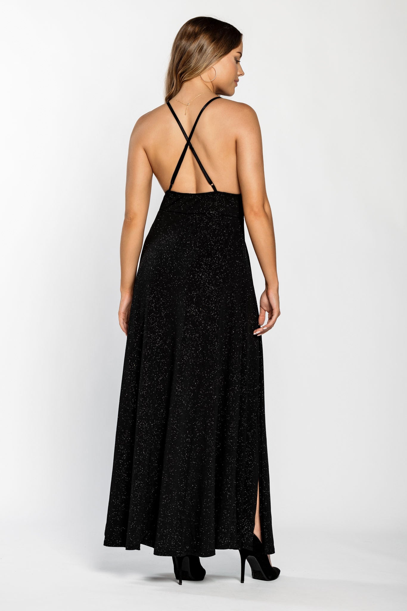 Glitter Spaghetti Strap Maxi Dress