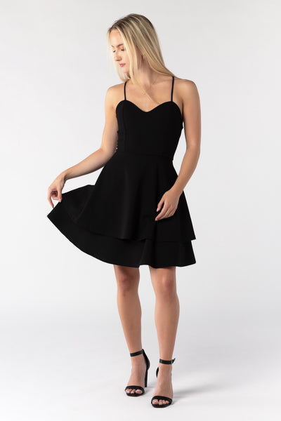 Stretch Crepe Double Hem Lace-Up Skater Dress Eclipse Stretch Crepe Double Hem Lace-Up Skater Dress Eclipse