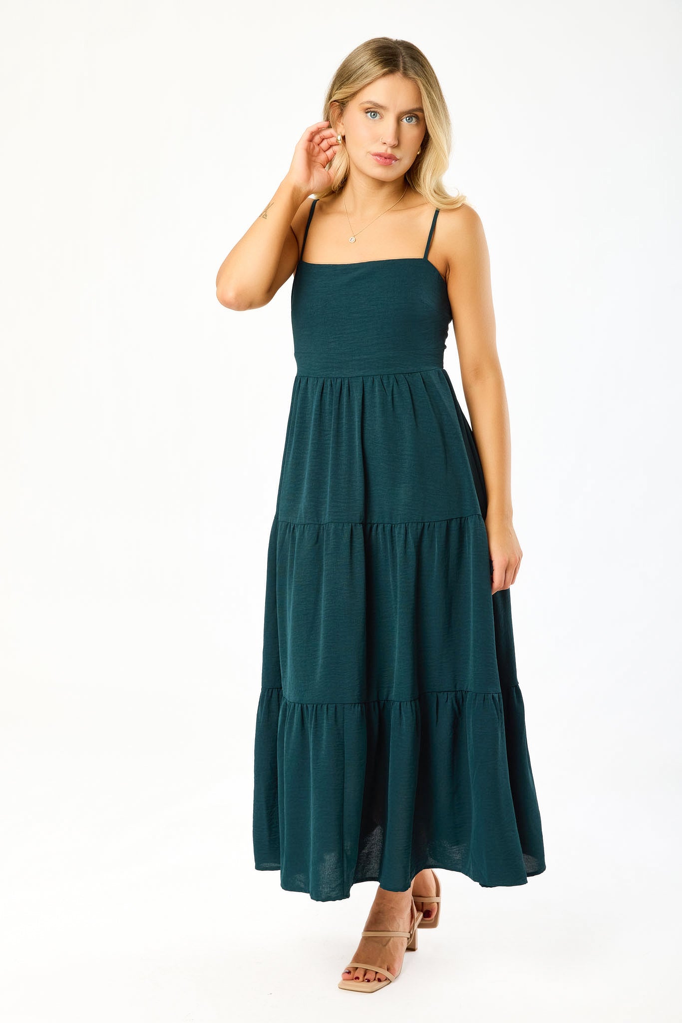 chinese dress ladies Airflow Sleeveless Tie-Back Tiered Midi Dress – Eclipse