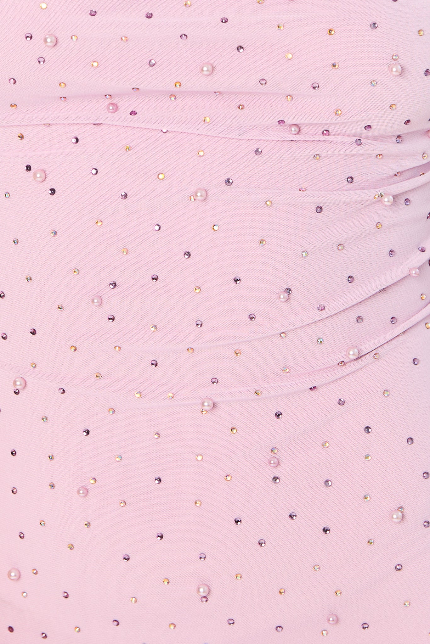 Pearl &amp; Rhinestone Mesh Maxi Dress