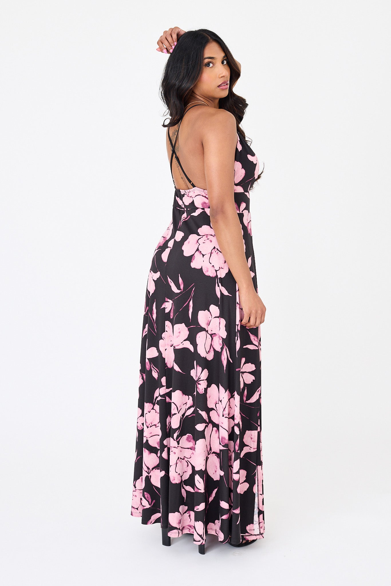 Floral Side Slit Maxi Dress with Side Slit and Shorts