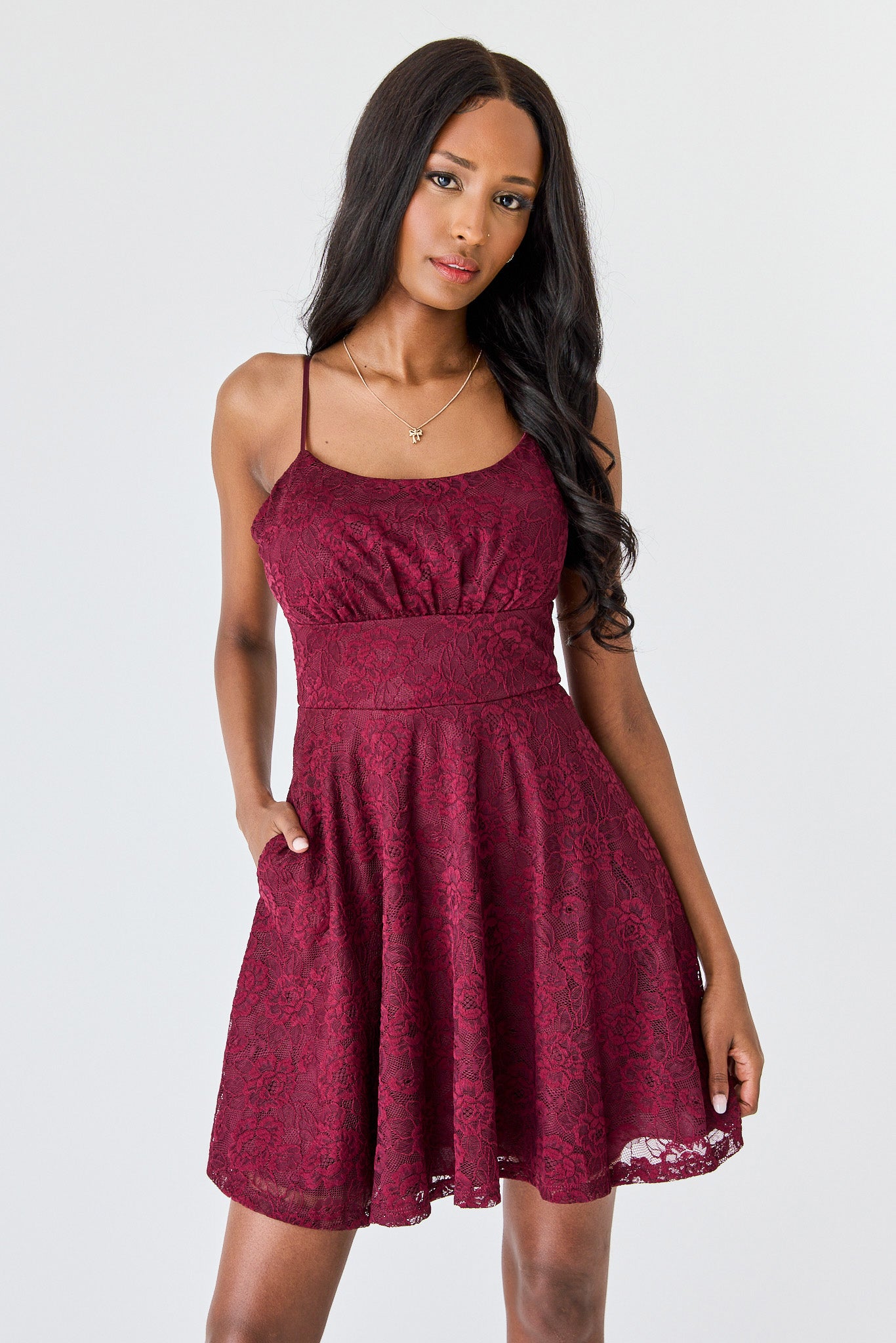 Lace Skater Dress with Pockets